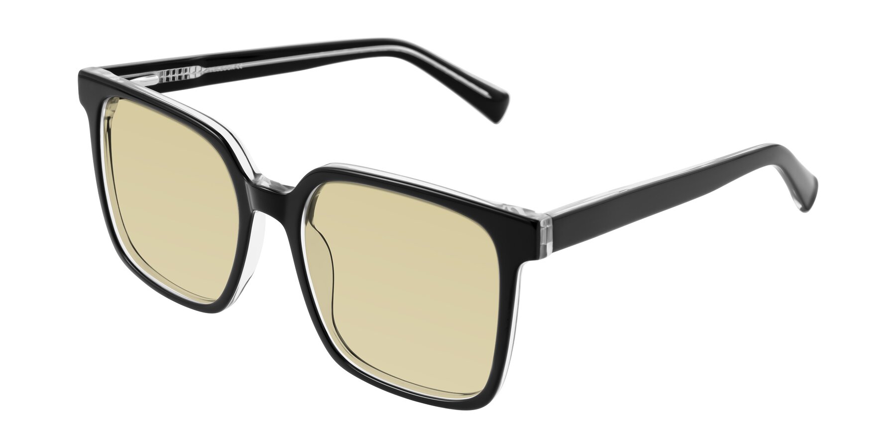 Angle of Donegal in Black/Clear with Light Champagne Tinted Lenses