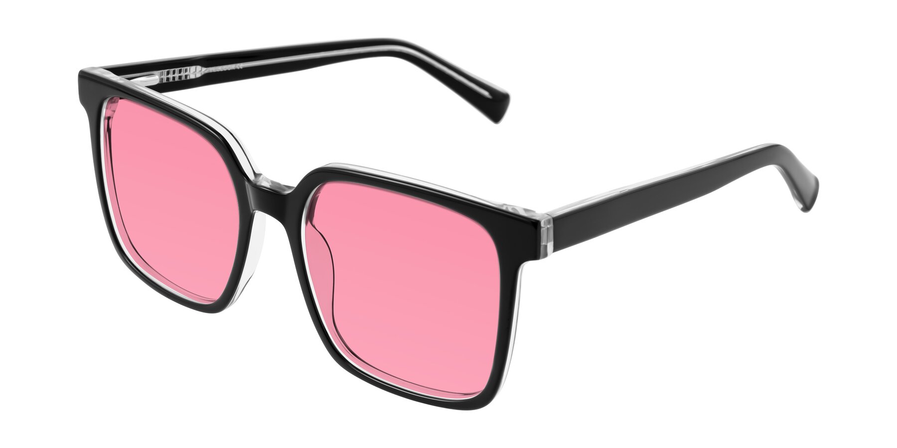 Angle of Donegal in Black/Clear with Pink Tinted Lenses