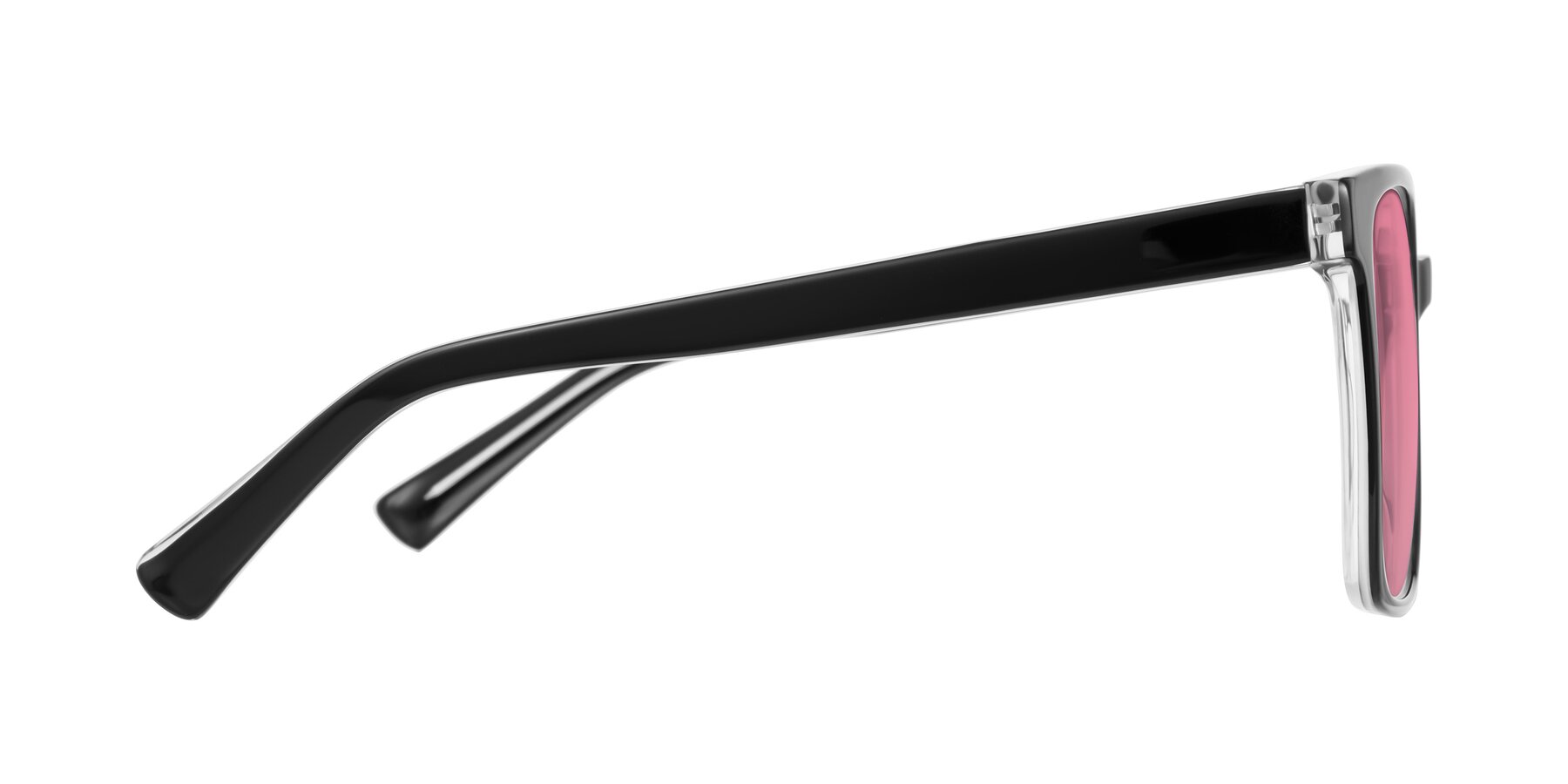 Side of Donegal in Black/Clear with Pink Tinted Lenses