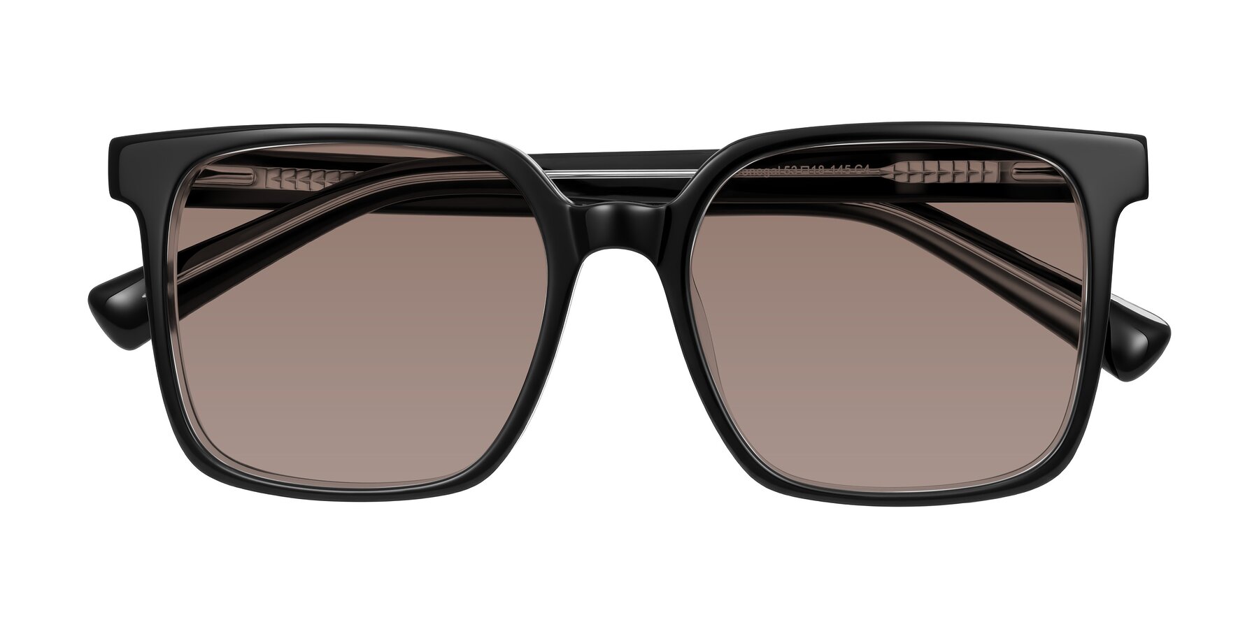 Folded Front of Donegal in Black/Clear with Medium Brown Tinted Lenses