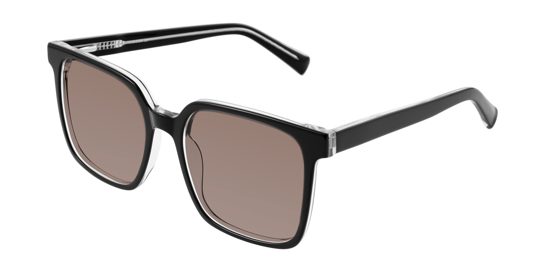 Angle of Donegal in Black/Clear with Medium Brown Tinted Lenses