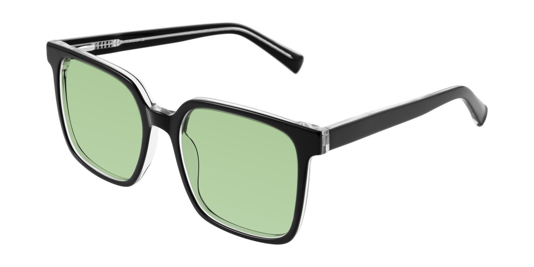Angle of Donegal in Black/Clear with Medium Green Tinted Lenses