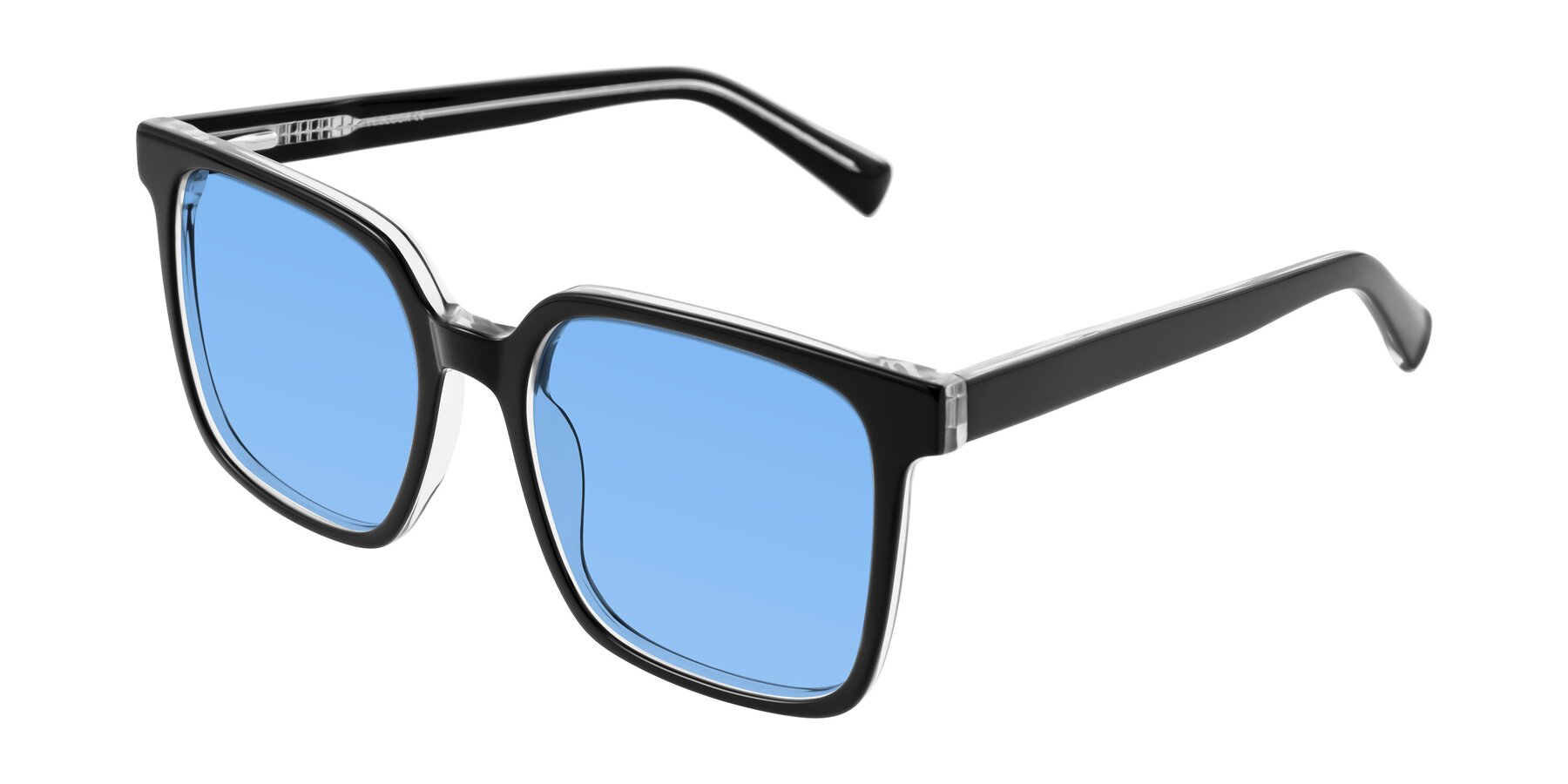Angle of Donegal in Black/Clear with Medium Blue Tinted Lenses