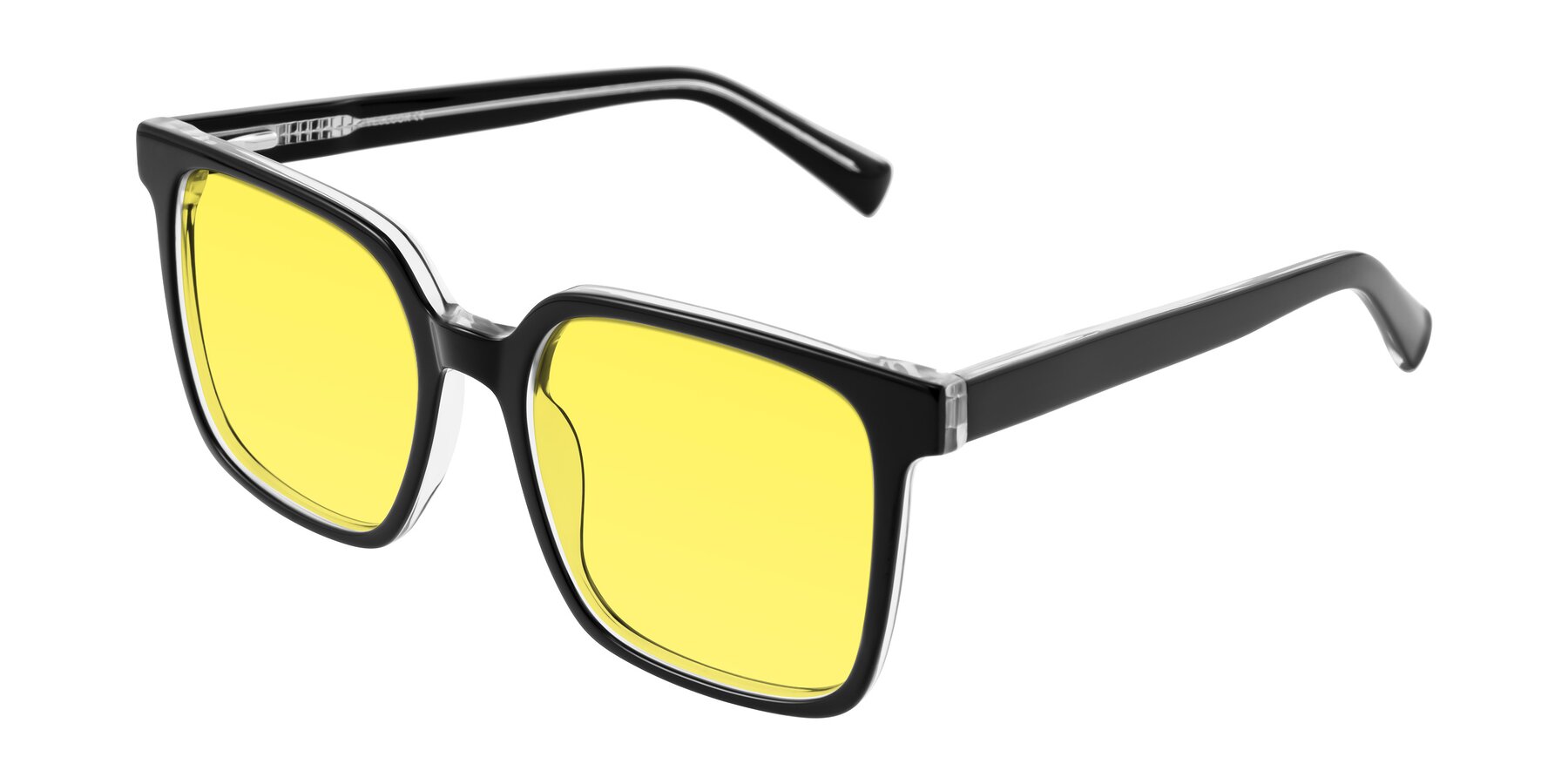 Angle of Donegal in Black/Clear with Medium Yellow Tinted Lenses