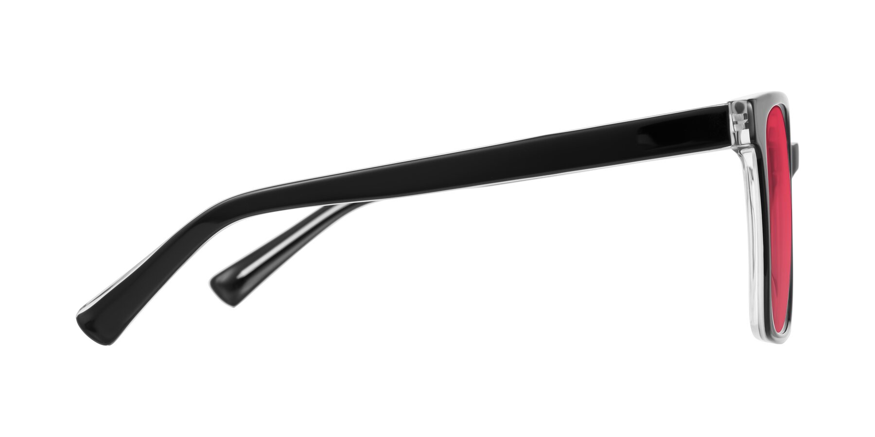 Side of Donegal in Black/Clear with Red Tinted Lenses