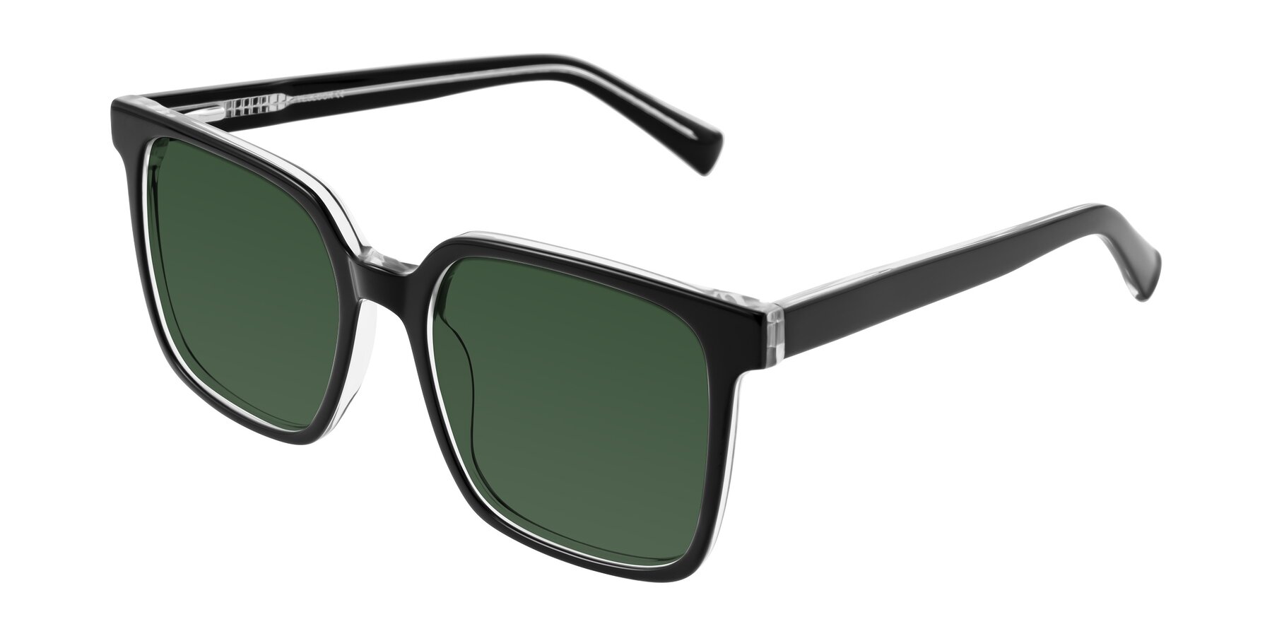 Angle of Donegal in Black/Clear with Green Tinted Lenses
