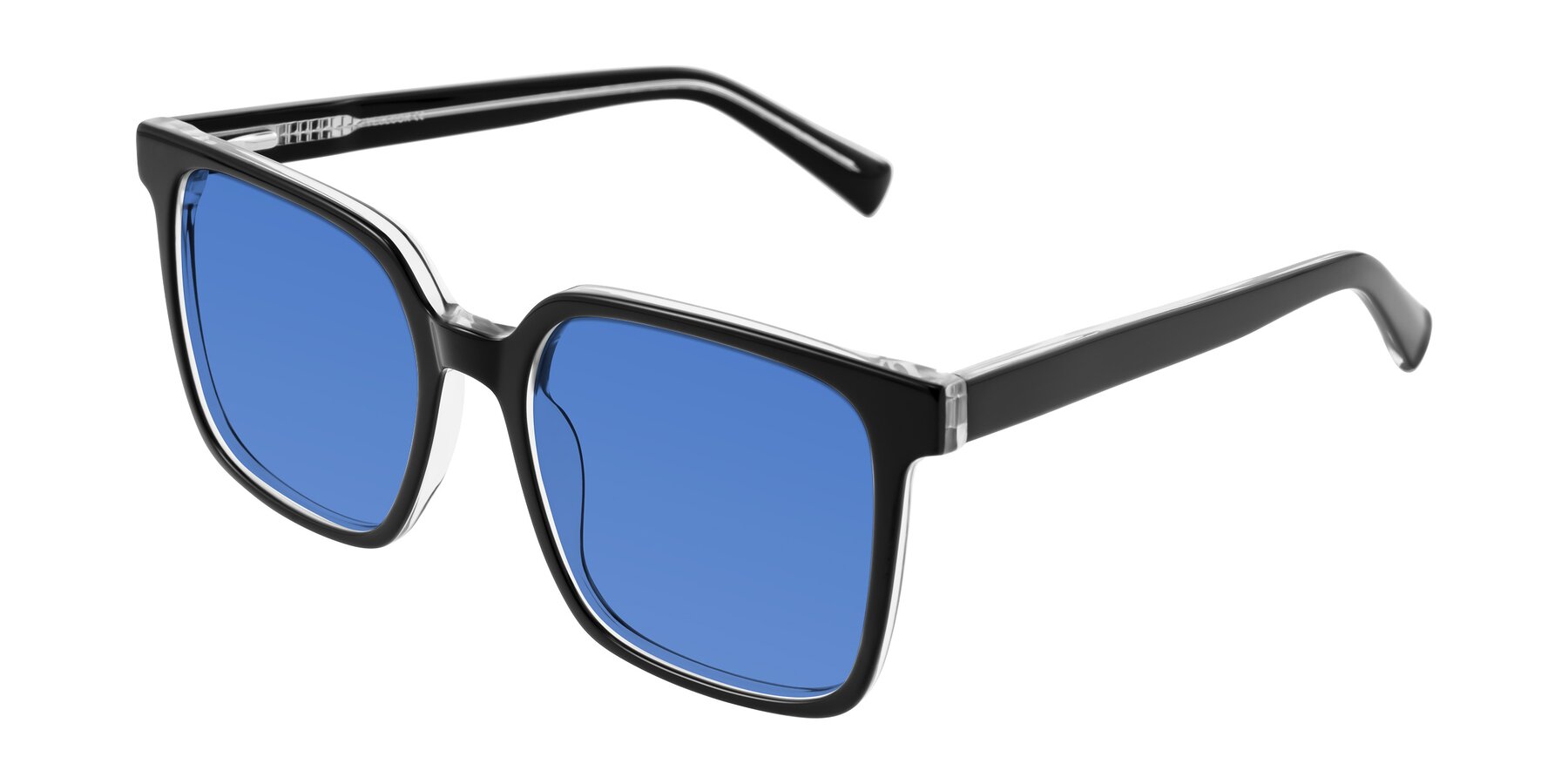 Angle of Donegal in Black/Clear with Blue Tinted Lenses