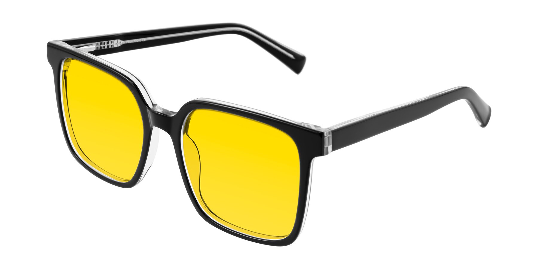 Angle of Donegal in Black/Clear with Yellow Tinted Lenses
