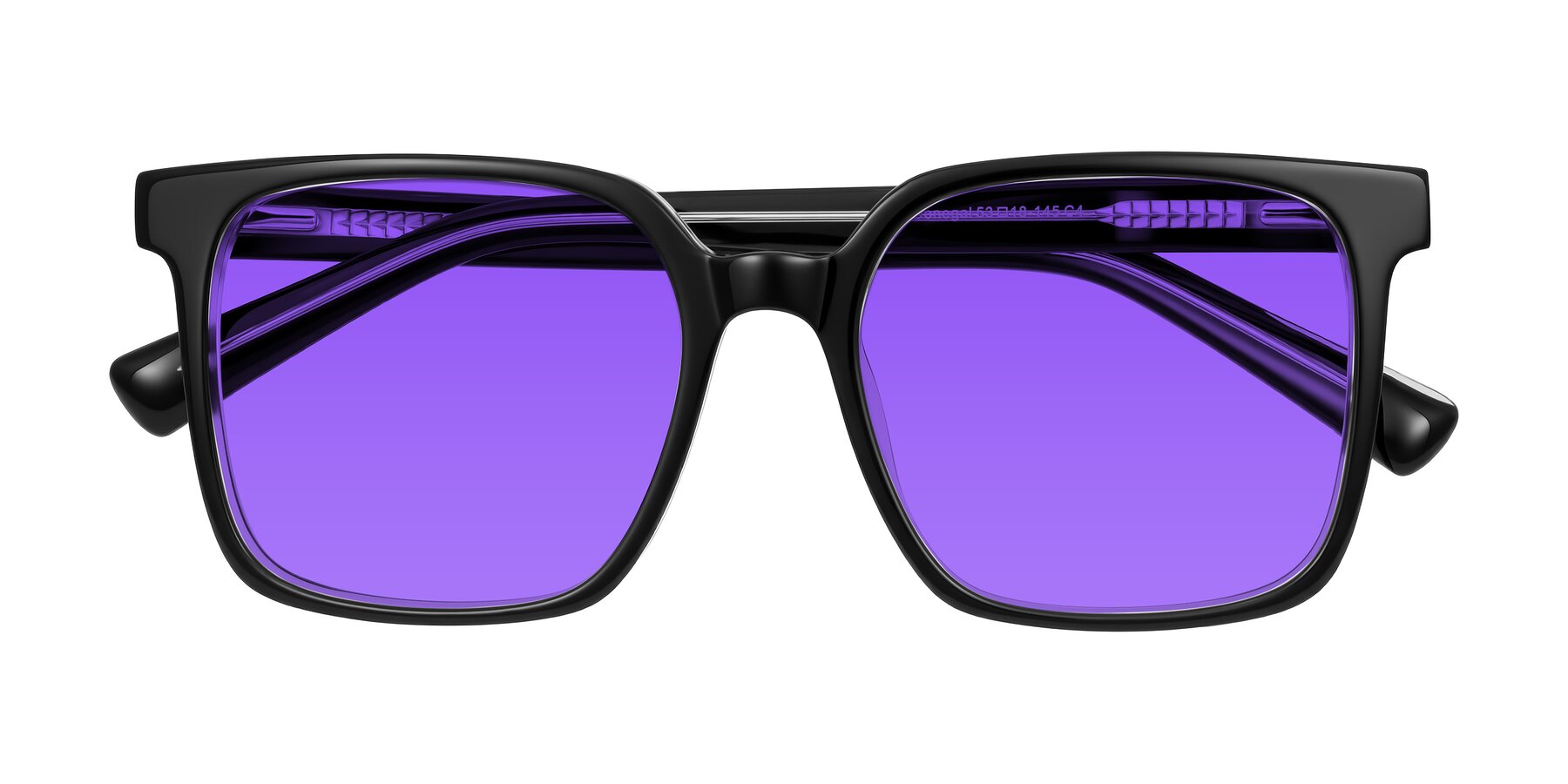 Folded Front of Donegal in Black/Clear with Purple Tinted Lenses