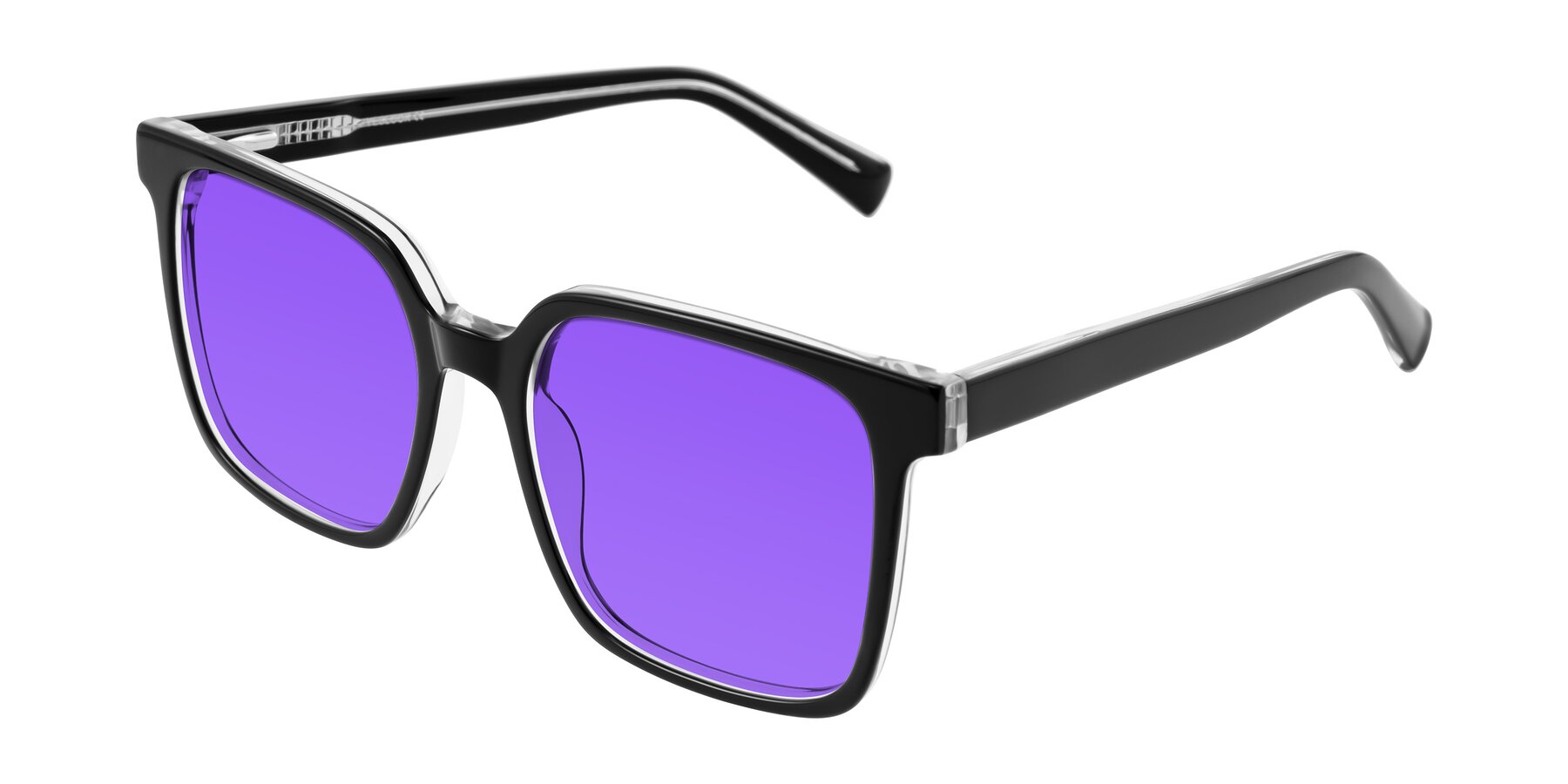 Angle of Donegal in Black/Clear with Purple Tinted Lenses