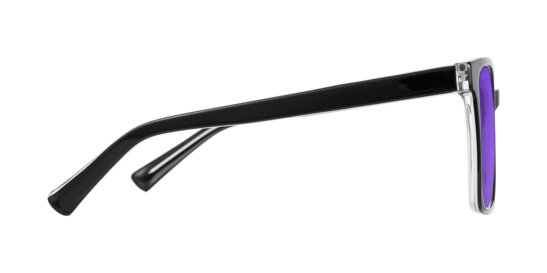 Side of Donegal in Black/Clear with Purple Tinted Lenses