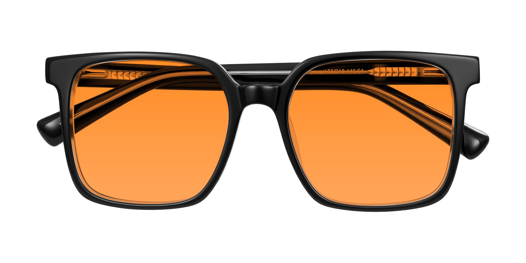 Folded Front of Donegal in Black/Clear with Orange Tinted Lenses