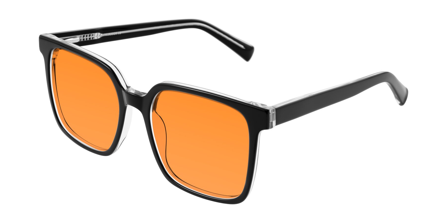 Angle of Donegal in Black/Clear with Orange Tinted Lenses