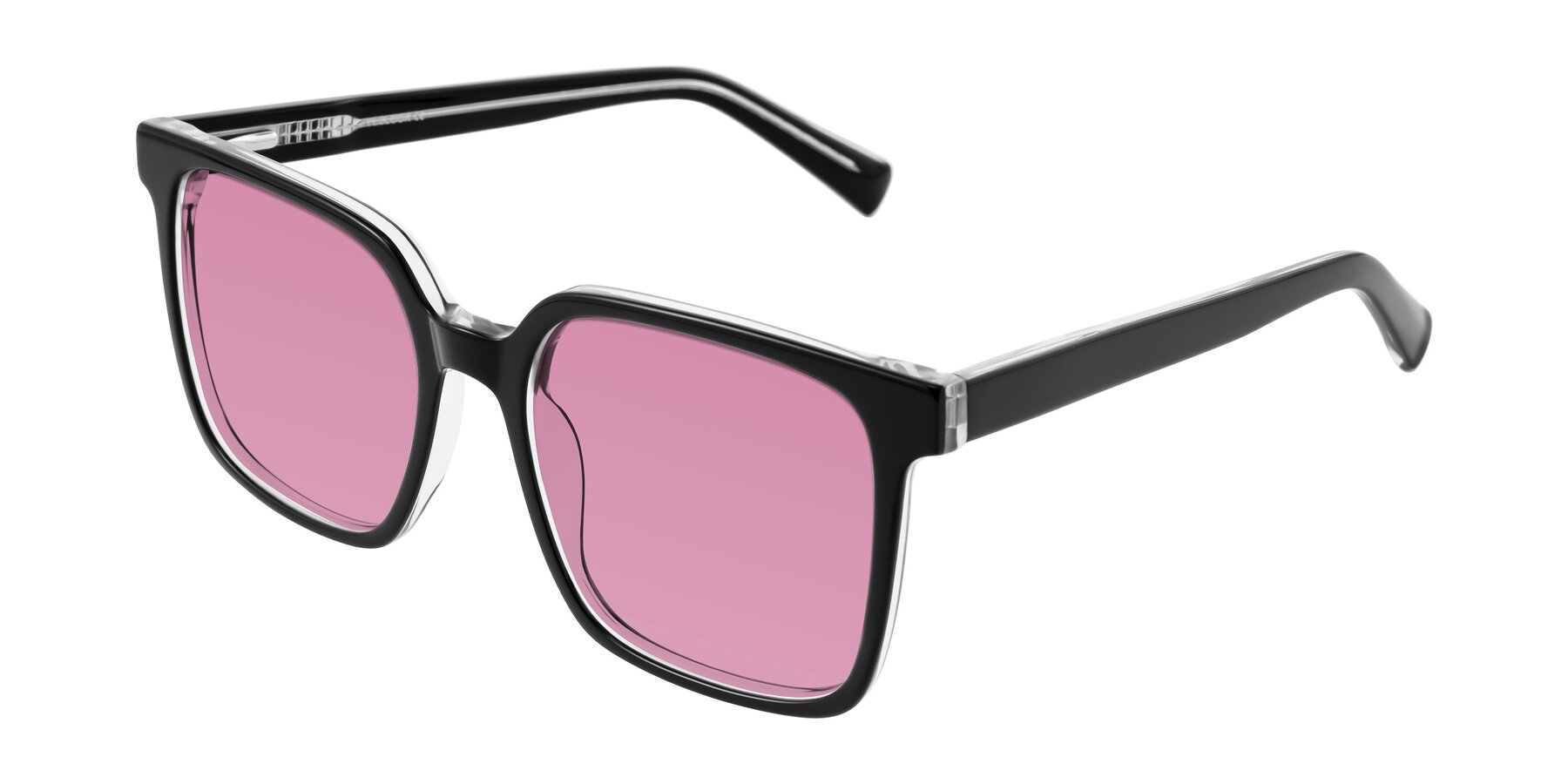 Angle of Donegal in Black/Clear with Medium Wine Tinted Lenses
