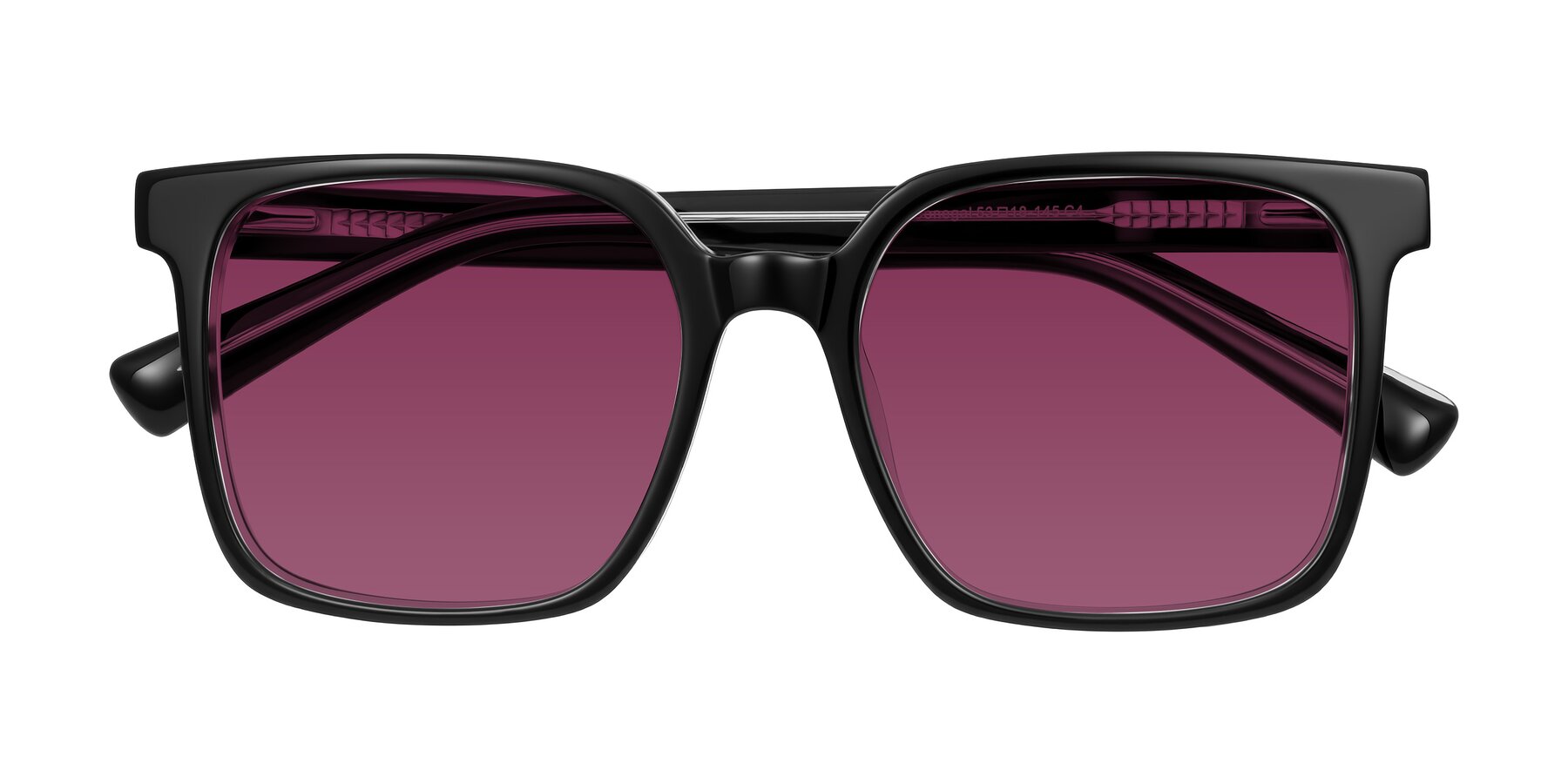 Folded Front of Donegal in Black/Clear with Wine Tinted Lenses