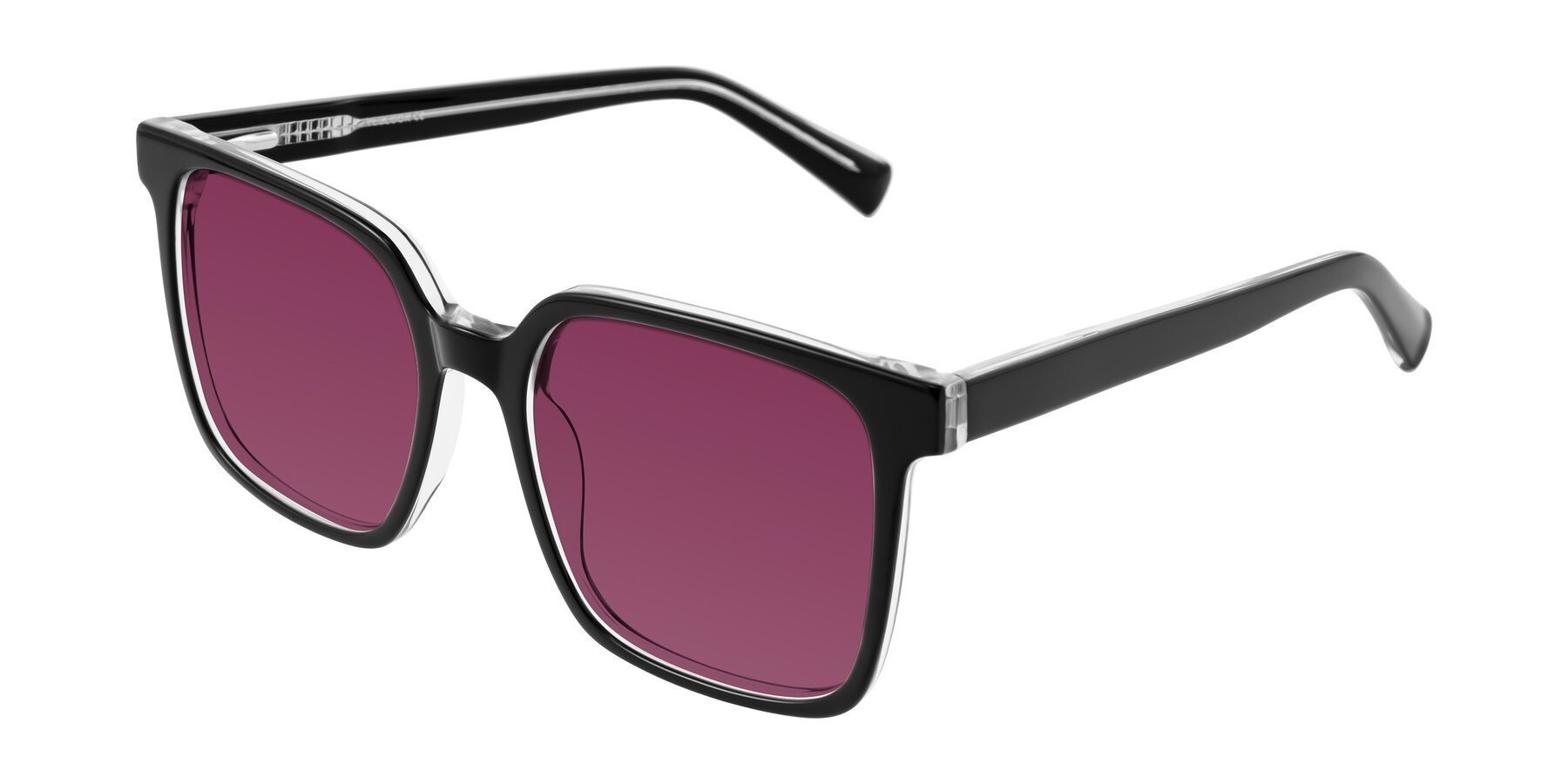 Angle of Donegal in Black/Clear with Wine Tinted Lenses