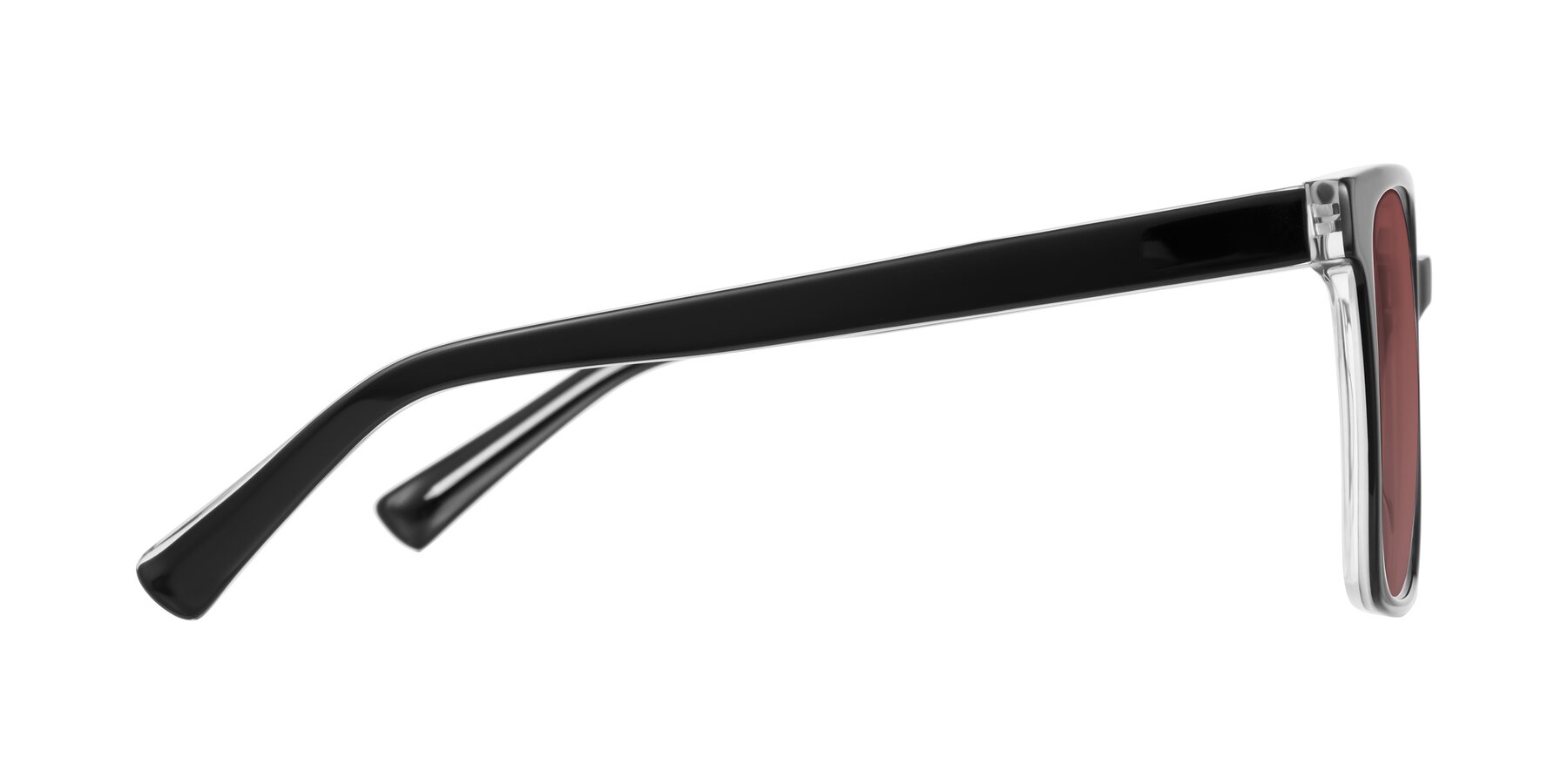 Side of Donegal in Black/Clear with Garnet Tinted Lenses