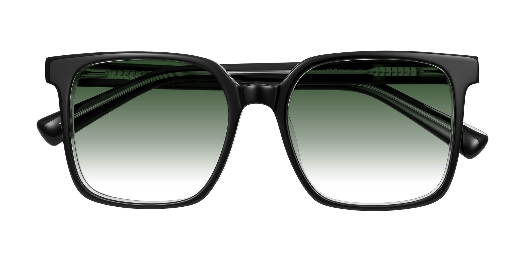 Folded Front of Donegal in Black/Clear with Green Gradient Lenses