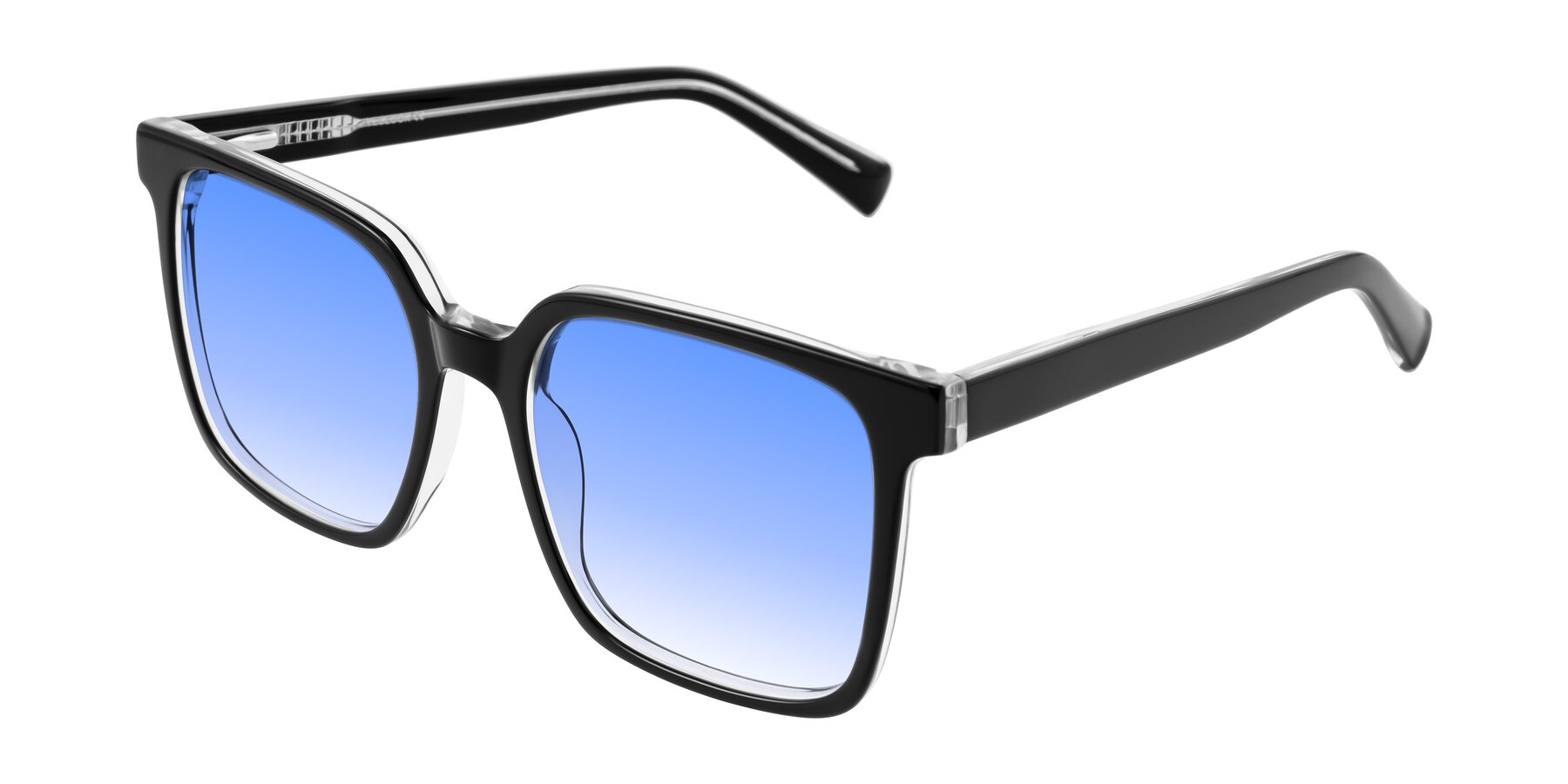 Angle of Donegal in Black/Clear with Blue Gradient Lenses
