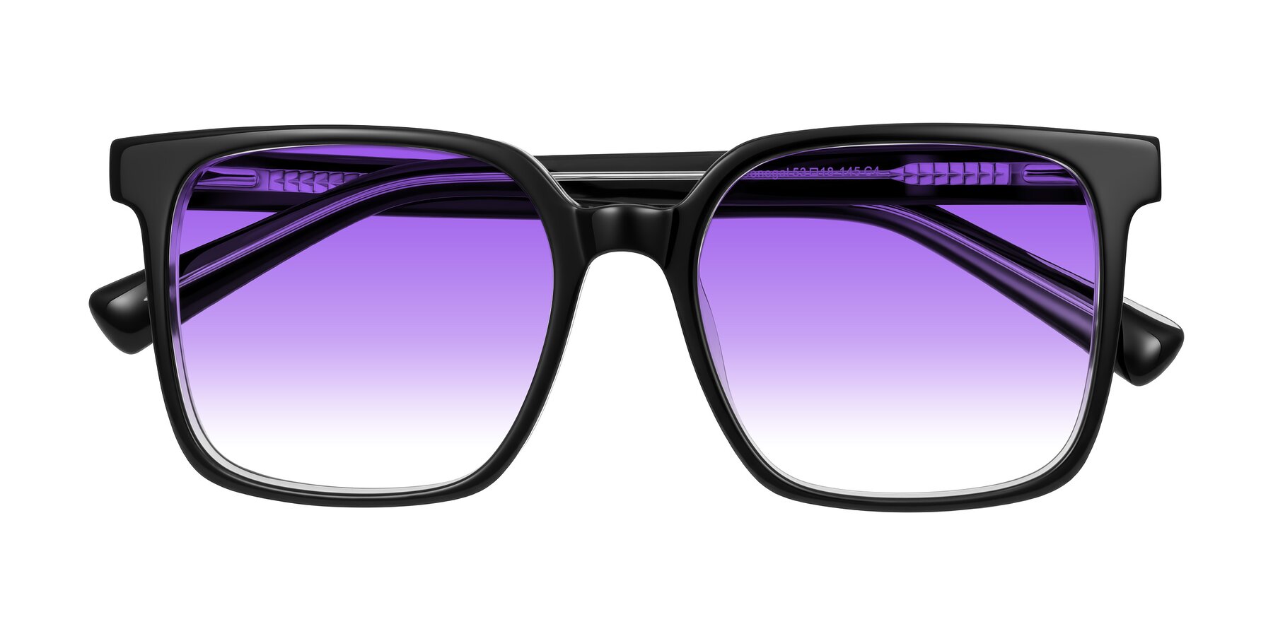 Folded Front of Donegal in Black/Clear with Purple Gradient Lenses
