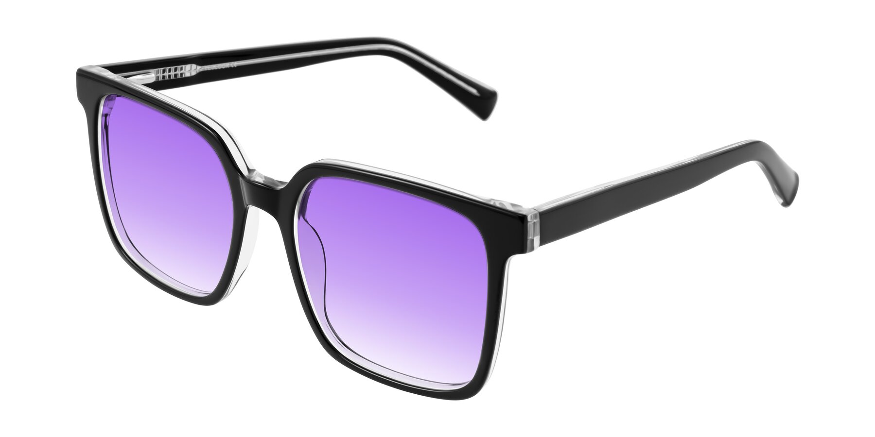 Angle of Donegal in Black/Clear with Purple Gradient Lenses