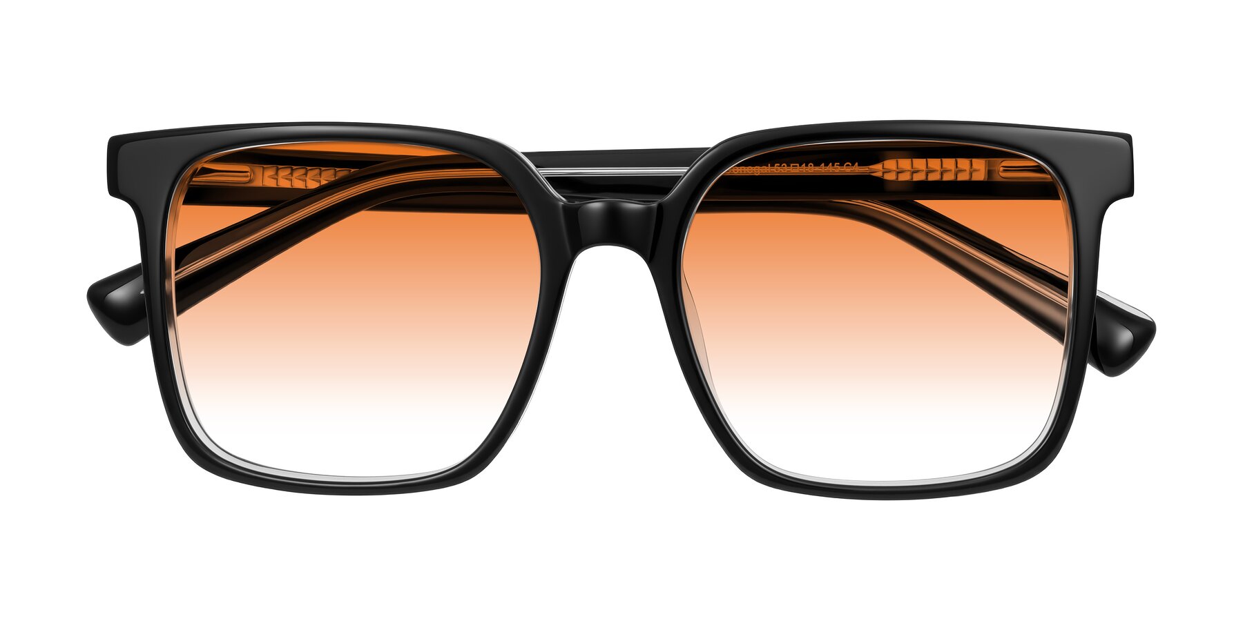 Folded Front of Donegal in Black/Clear with Orange Gradient Lenses