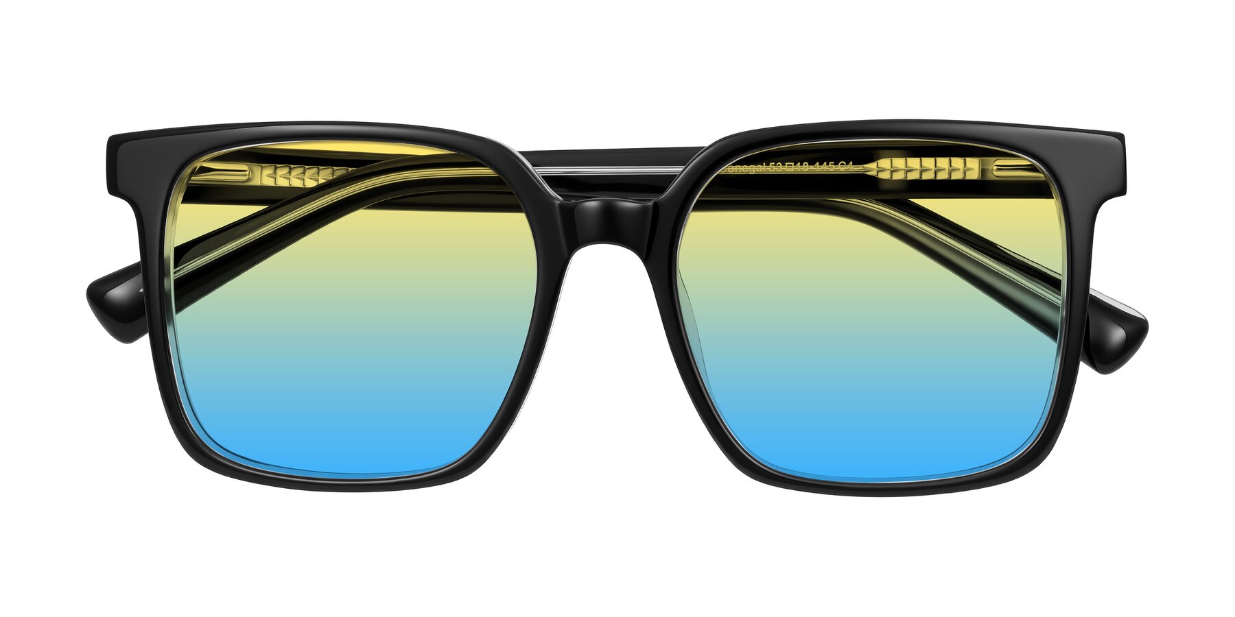 Folded Front of Donegal in Black/Clear with Yellow / Blue Gradient Lenses