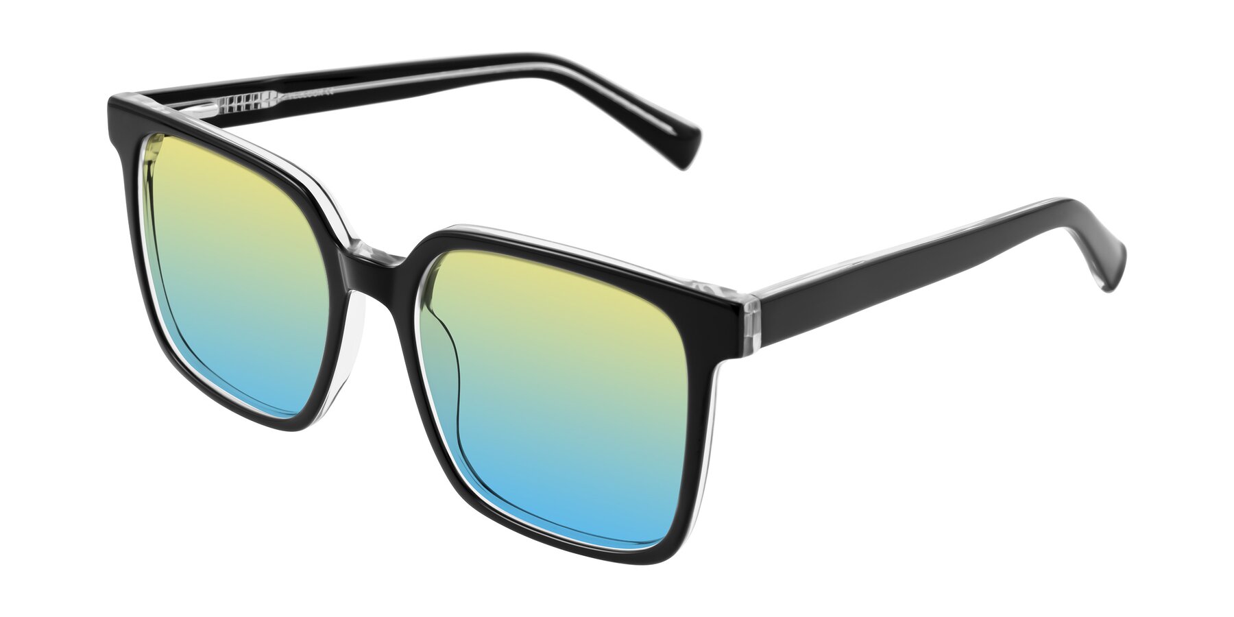 Angle of Donegal in Black/Clear with Yellow / Blue Gradient Lenses