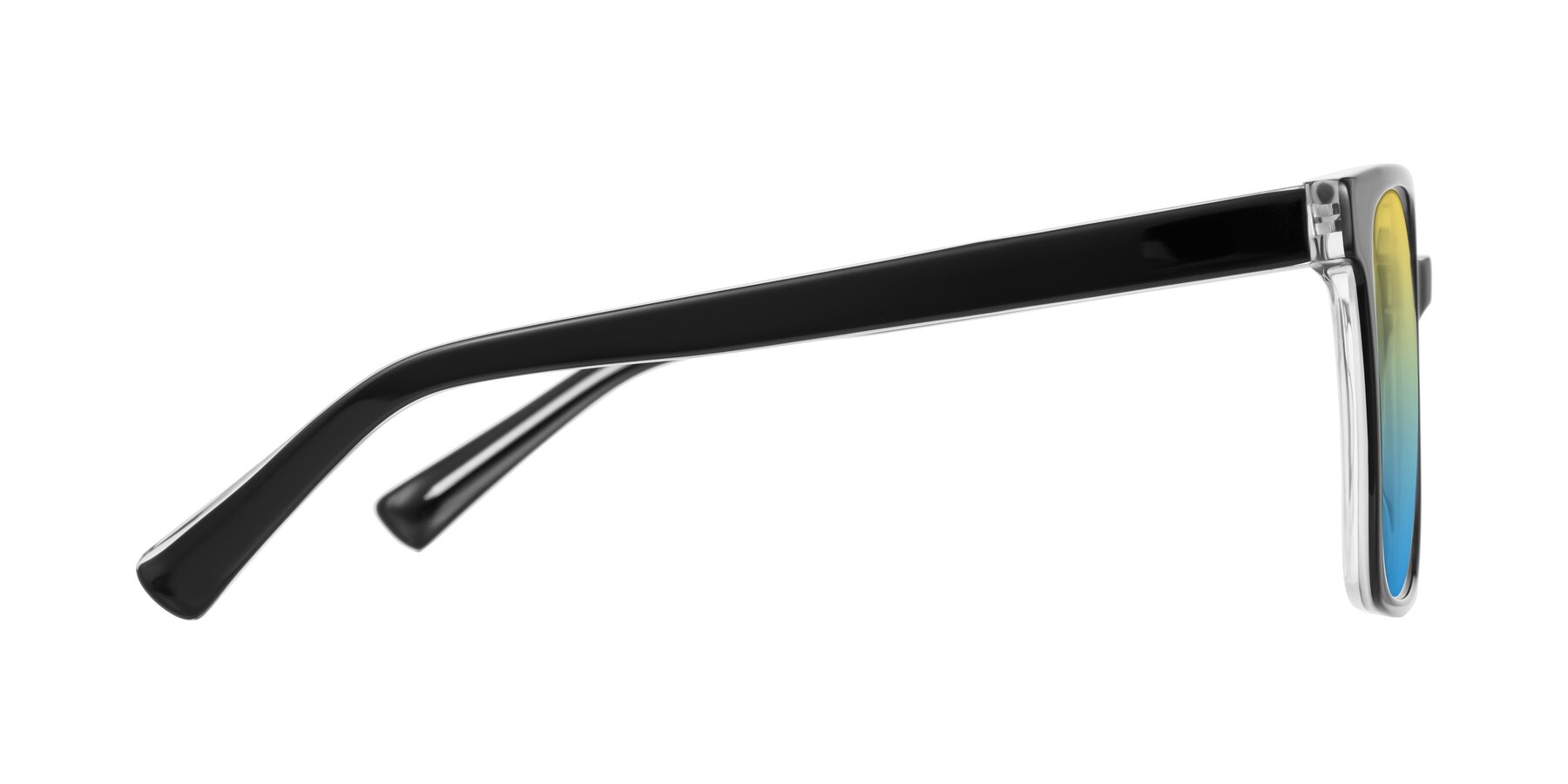 Side of Donegal in Black/Clear with Yellow / Blue Gradient Lenses