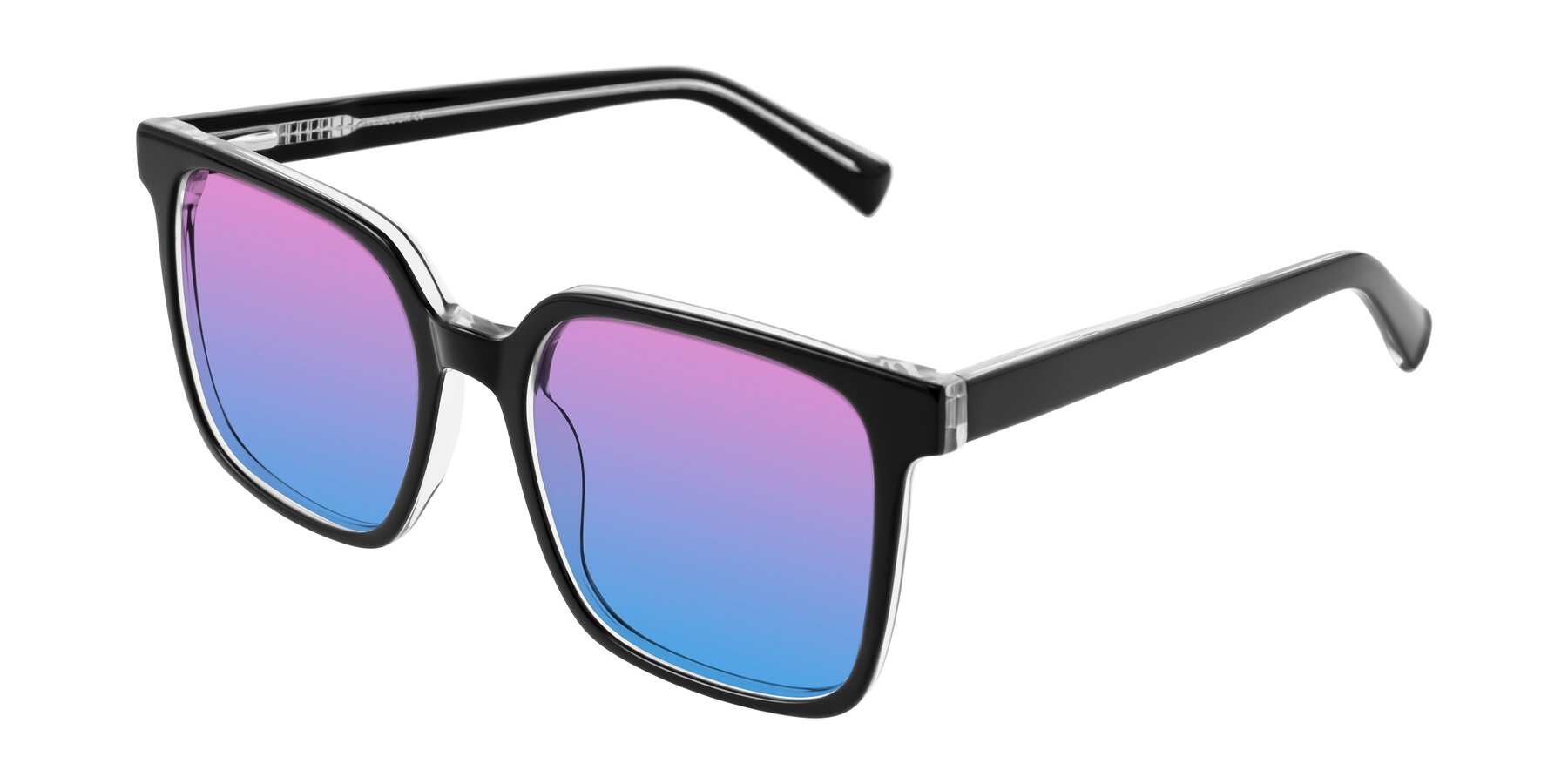 Angle of Donegal in Black/Clear with Pink / Blue Gradient Lenses