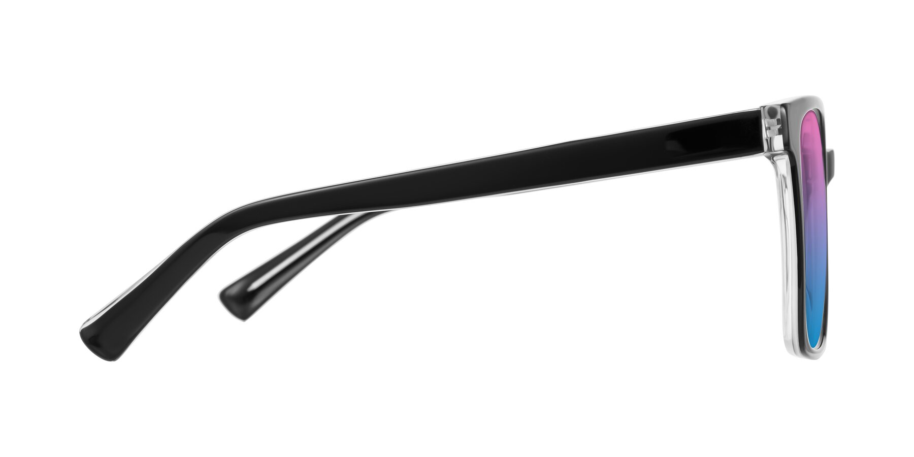 Side of Donegal in Black/Clear with Pink / Blue Gradient Lenses