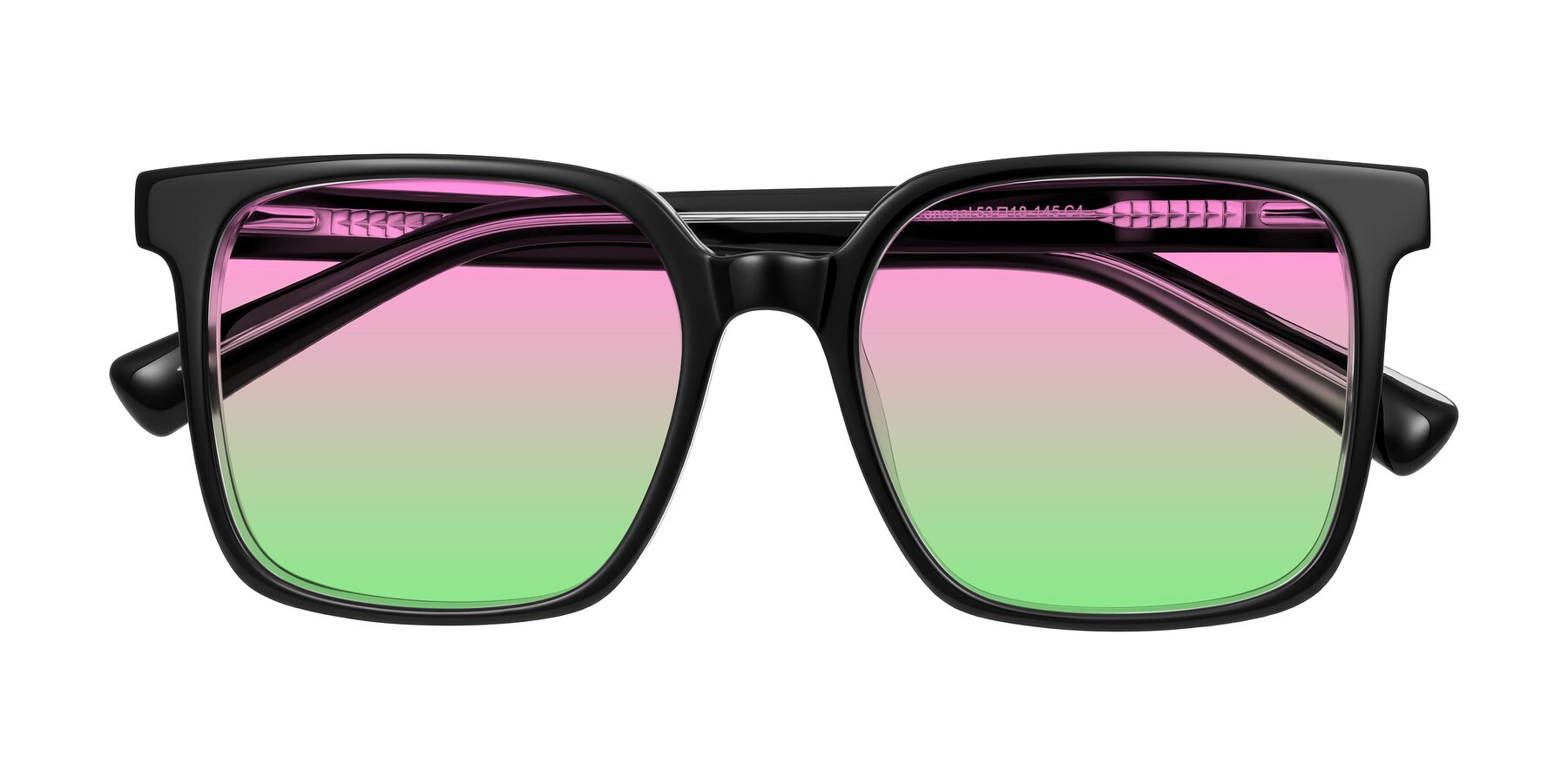 Folded Front of Donegal in Black/Clear with Pink / Green Gradient Lenses