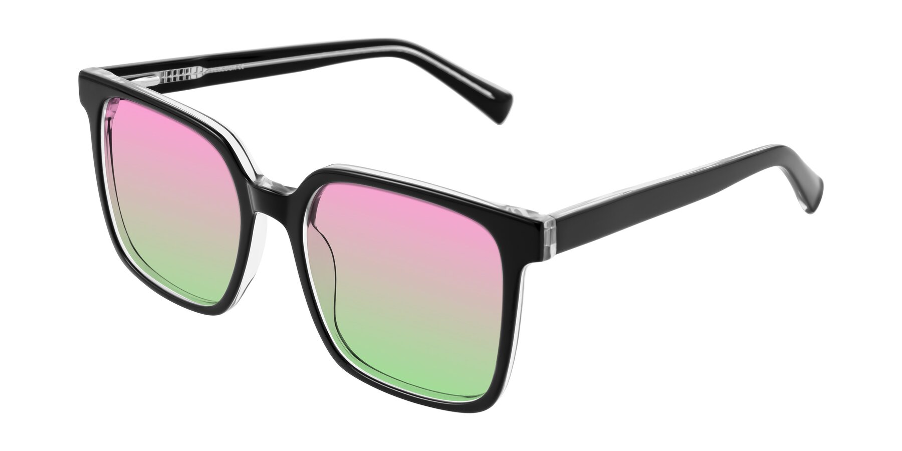 Angle of Donegal in Black/Clear with Pink / Green Gradient Lenses