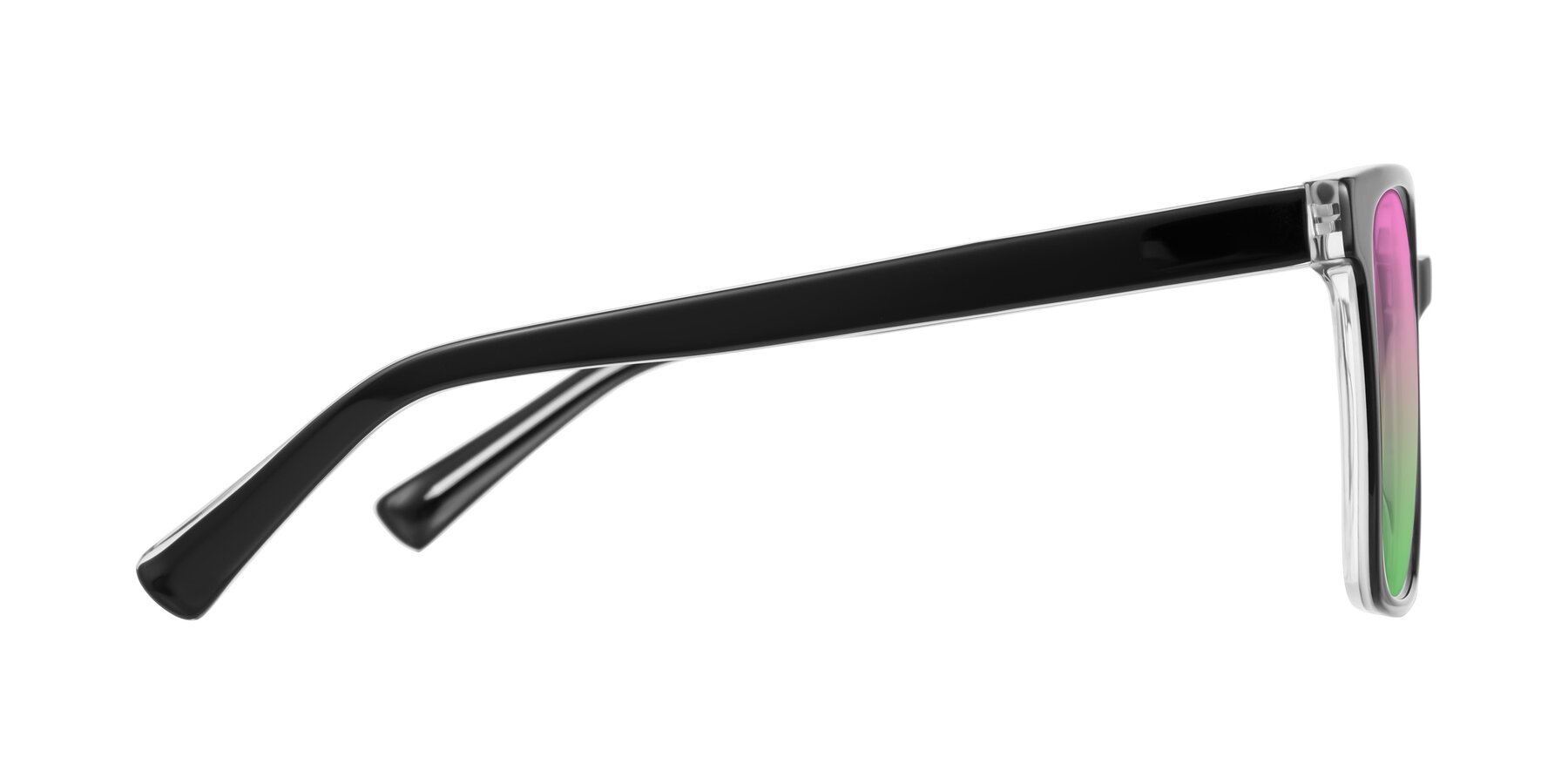 Side of Donegal in Black/Clear with Pink / Green Gradient Lenses