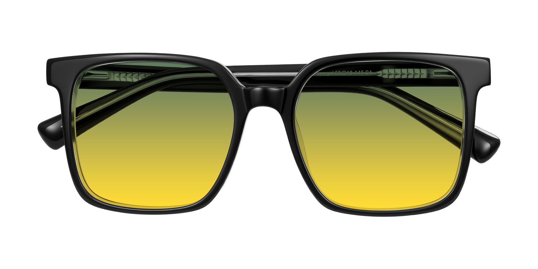 Folded Front of Donegal in Black/Clear with Green / Yellow Gradient Lenses