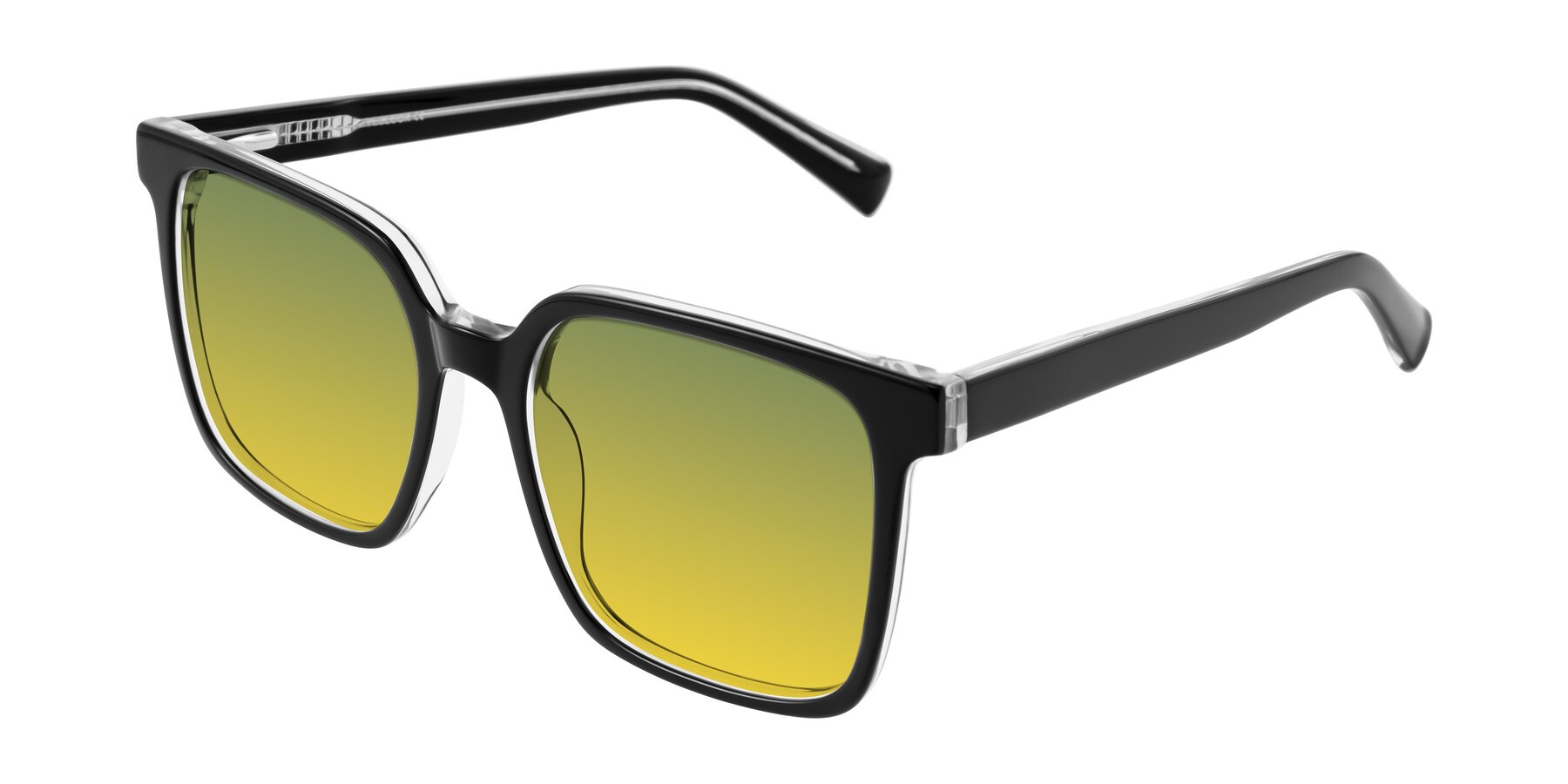Angle of Donegal in Black/Clear with Green / Yellow Gradient Lenses