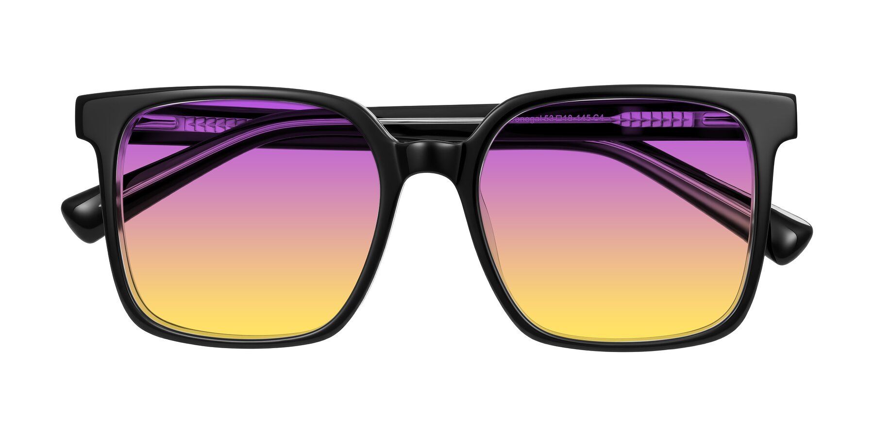 Folded Front of Donegal in Black/Clear with Purple / Yellow Gradient Lenses