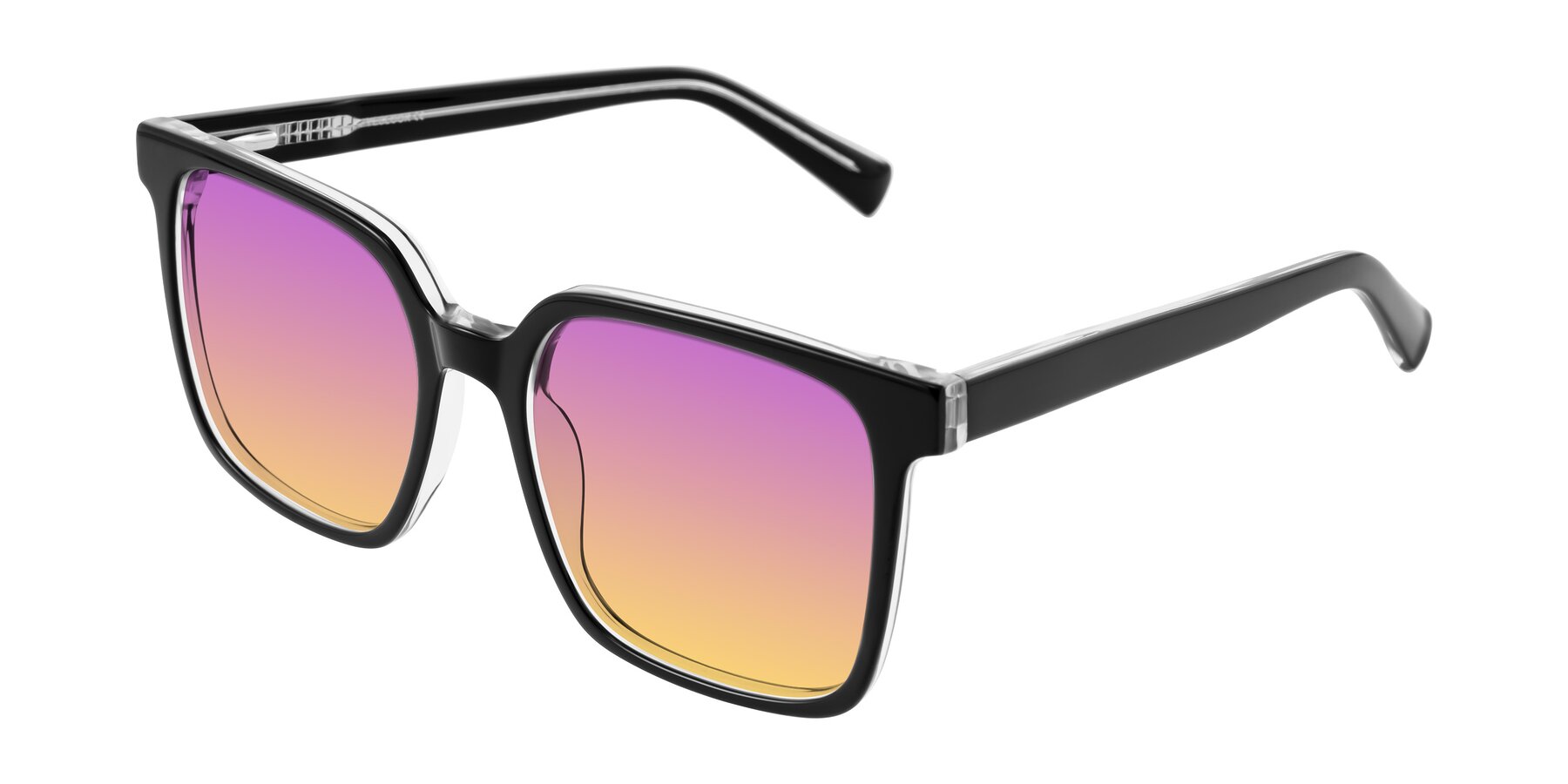 Angle of Donegal in Black/Clear with Purple / Yellow Gradient Lenses