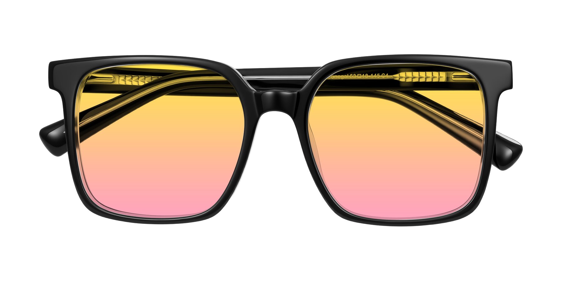 Folded Front of Donegal in Black/Clear with Yellow / Pink Gradient Lenses