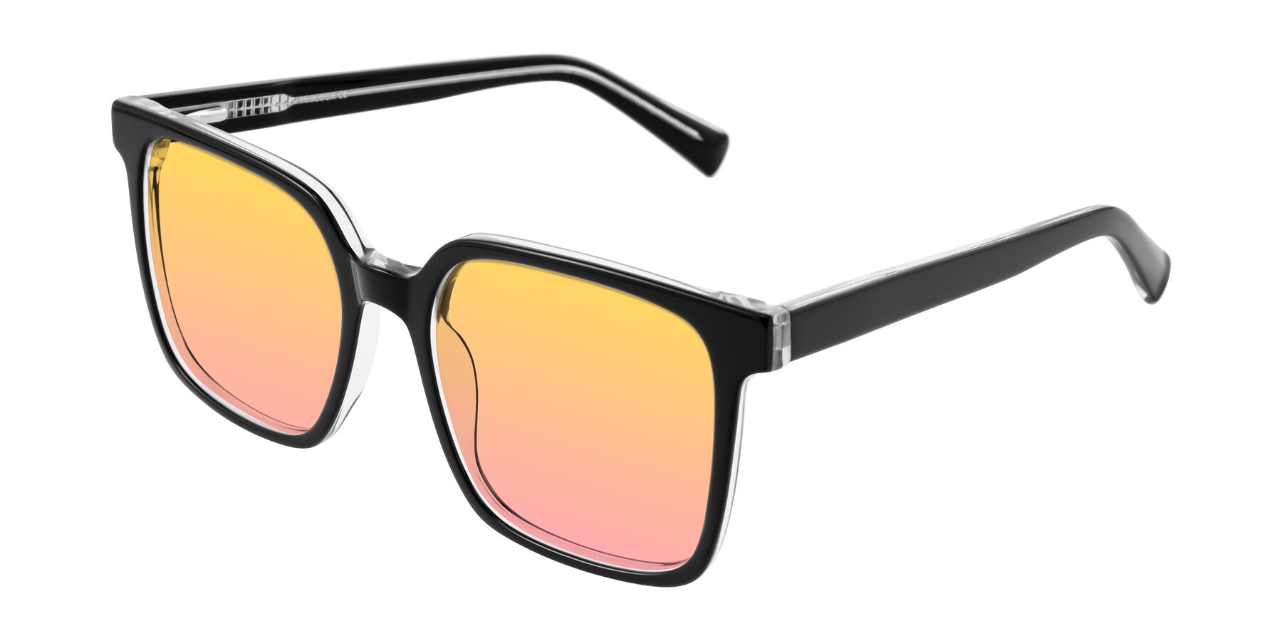 Angle of Donegal in Black/Clear with Yellow / Pink Gradient Lenses