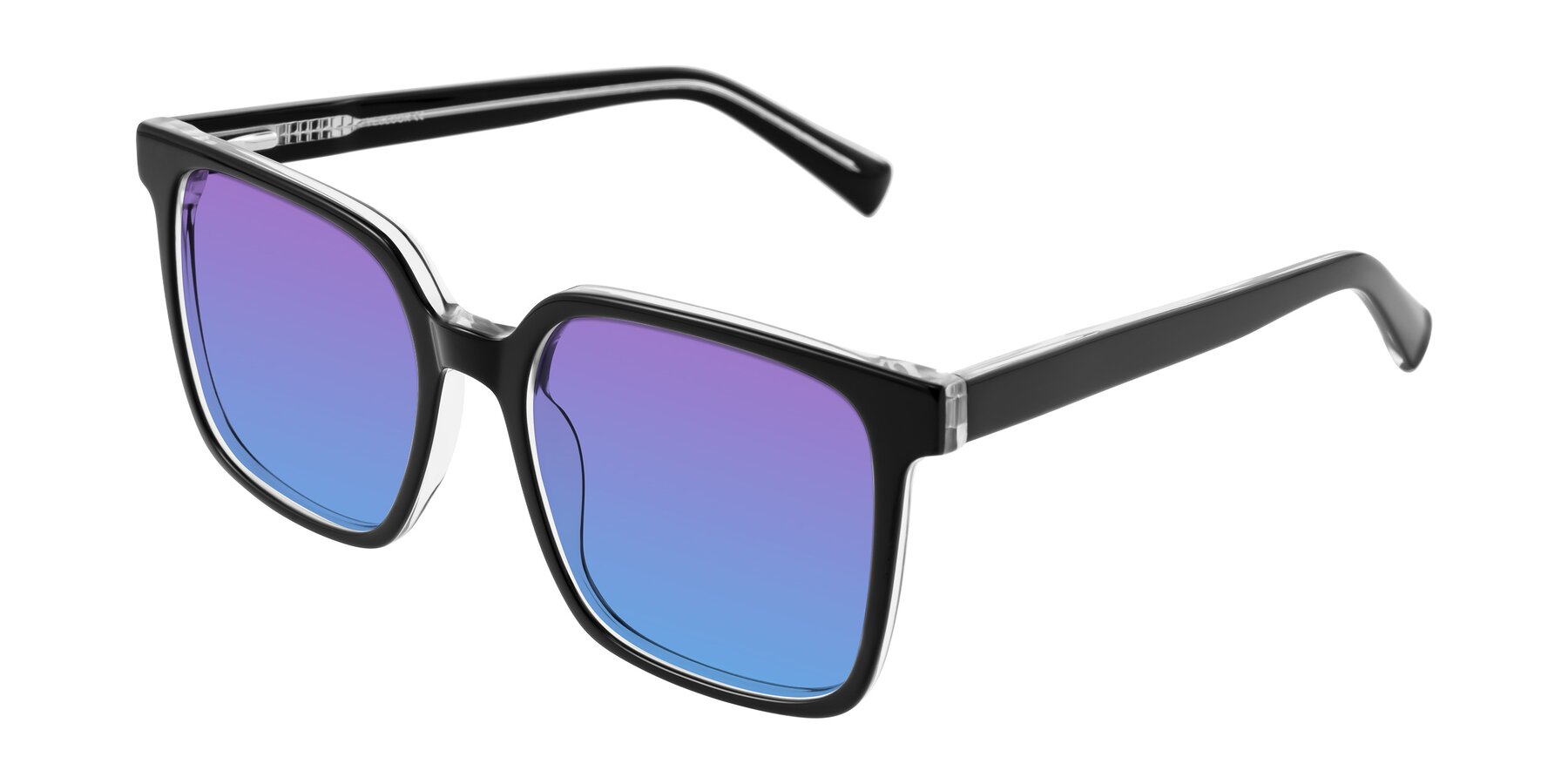 Angle of Donegal in Black/Clear with Purple / Blue Gradient Lenses