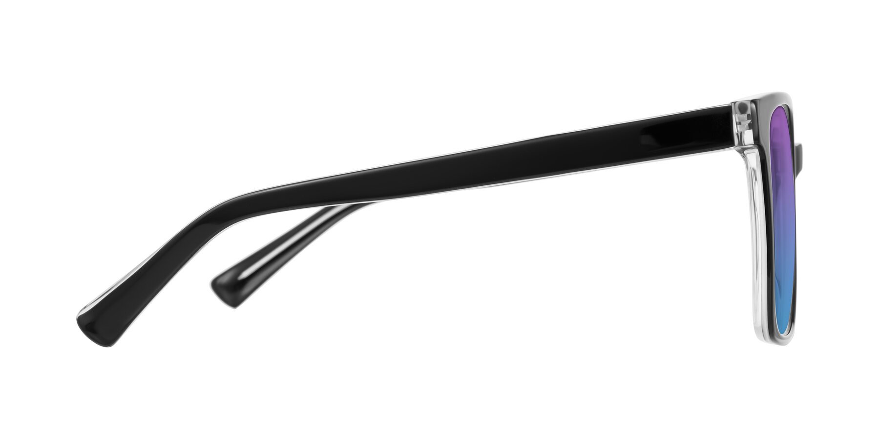 Side of Donegal in Black/Clear with Purple / Blue Gradient Lenses