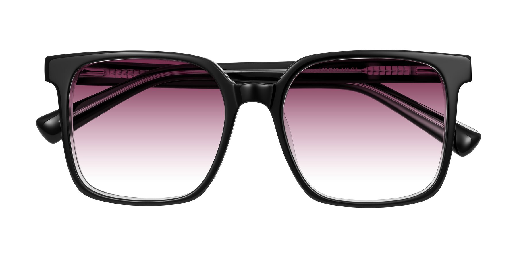 Folded Front of Donegal in Black/Clear with Wine Gradient Lenses