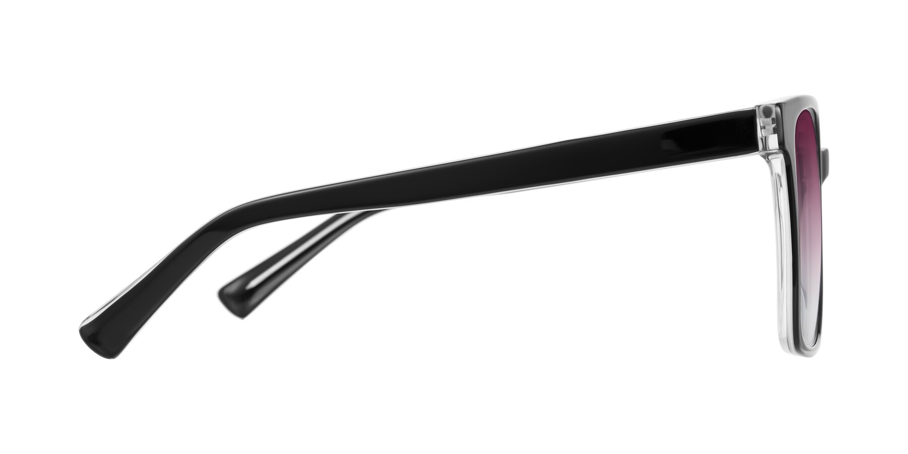 Side of Donegal in Black/Clear with Wine Gradient Lenses