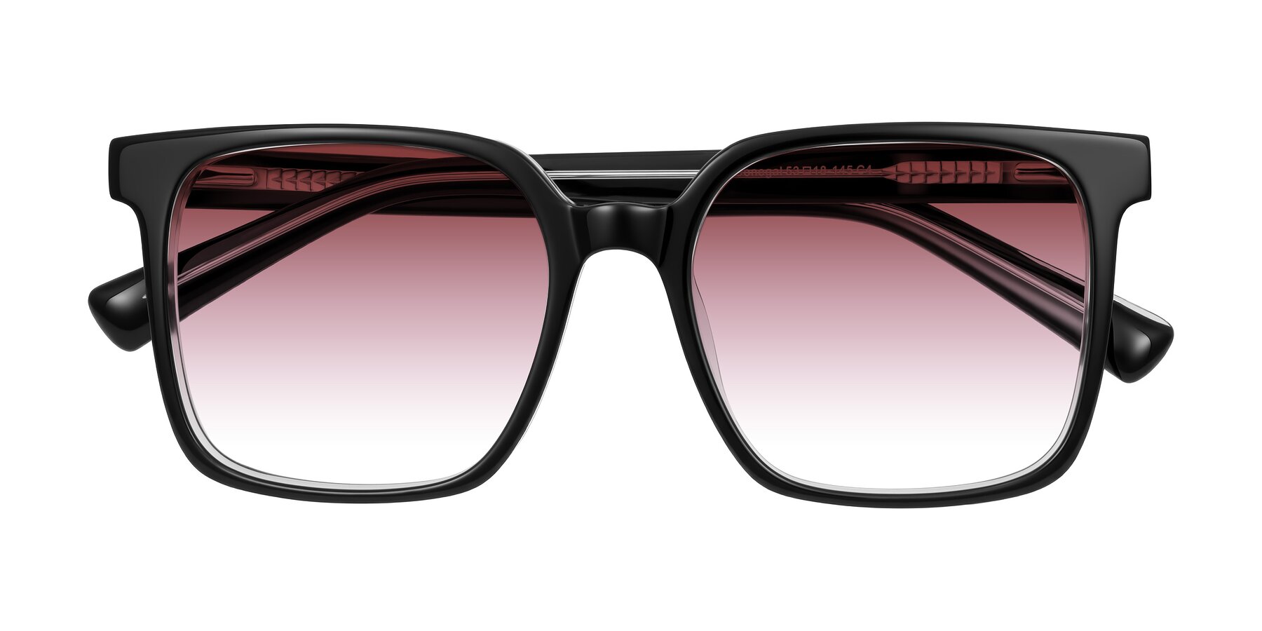 Folded Front of Donegal in Black/Clear with Garnet Gradient Lenses