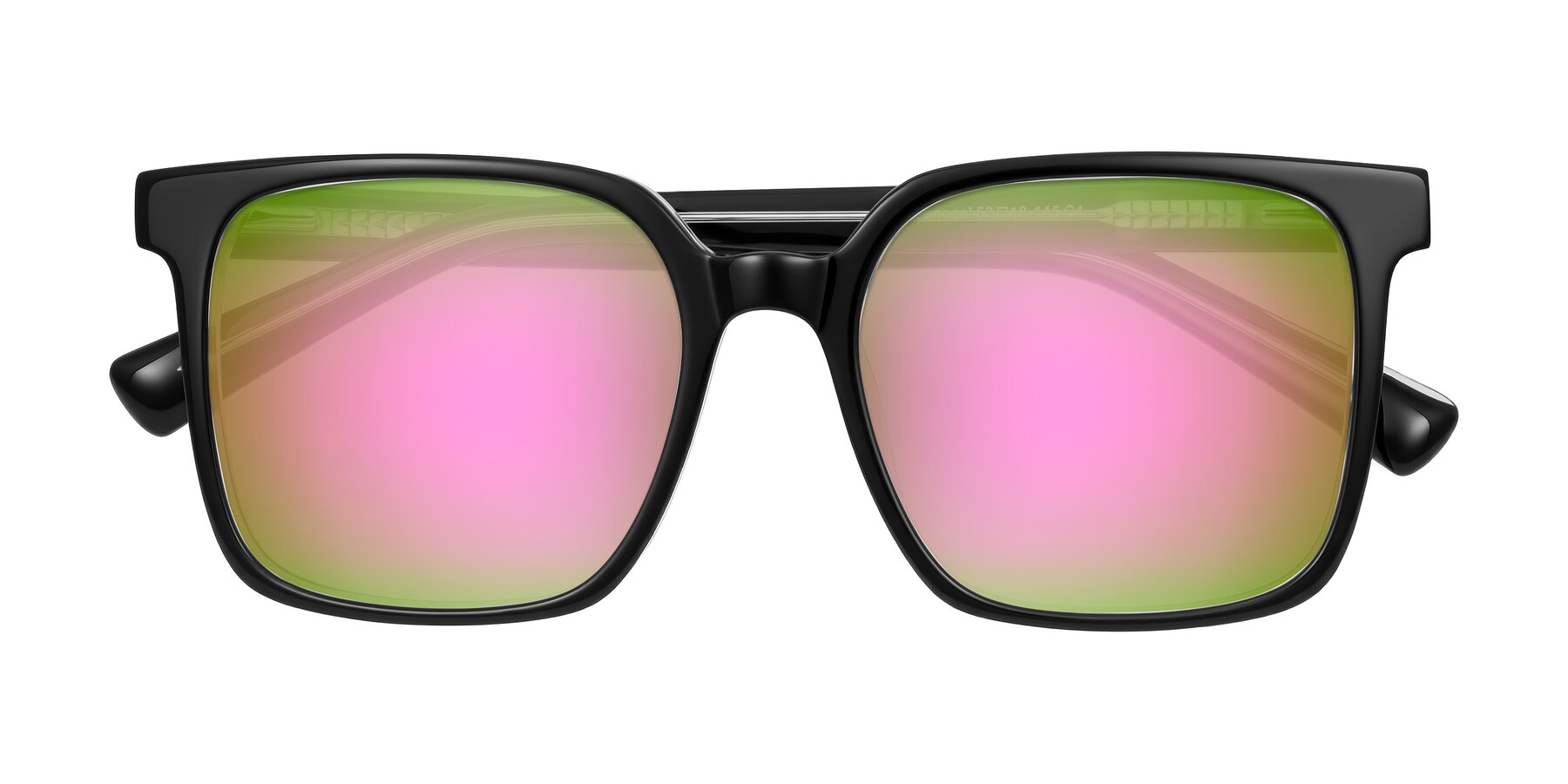 Folded Front of Donegal in Black/Clear with Pink Mirrored Lenses