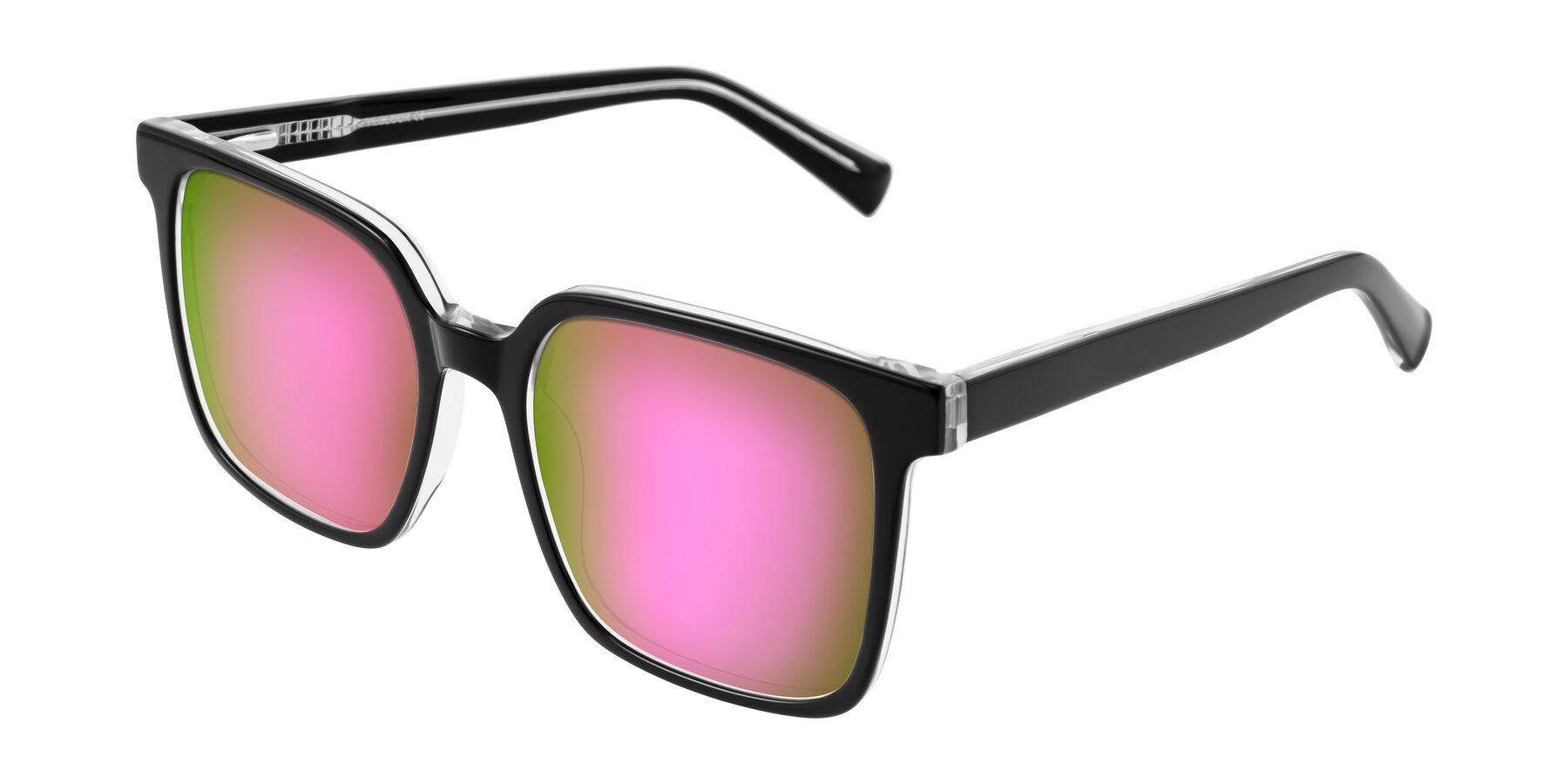 Angle of Donegal in Black/Clear with Pink Mirrored Lenses