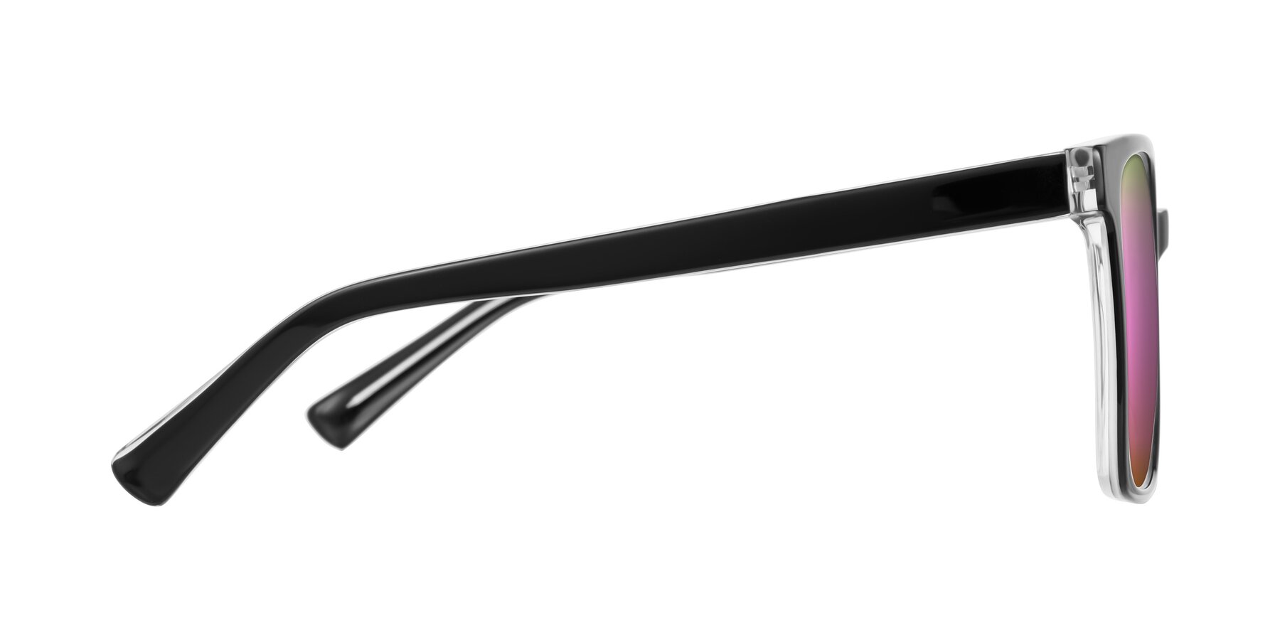 Side of Donegal in Black/Clear with Pink Mirrored Lenses