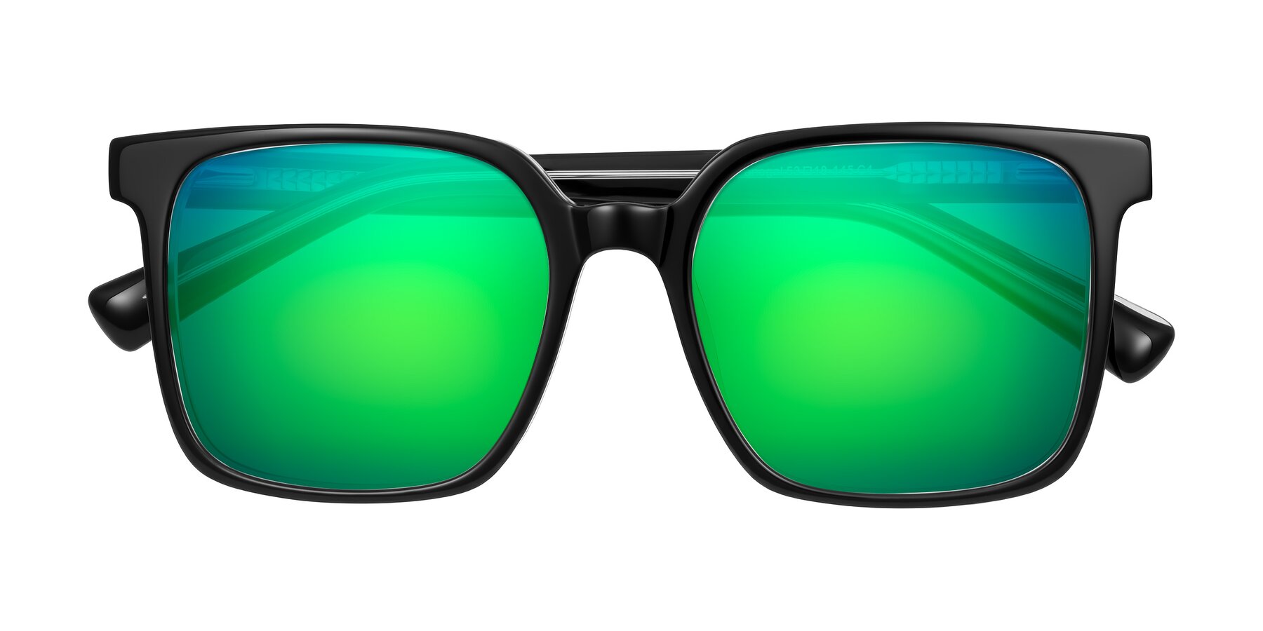 Folded Front of Donegal in Black/Clear with Green Mirrored Lenses