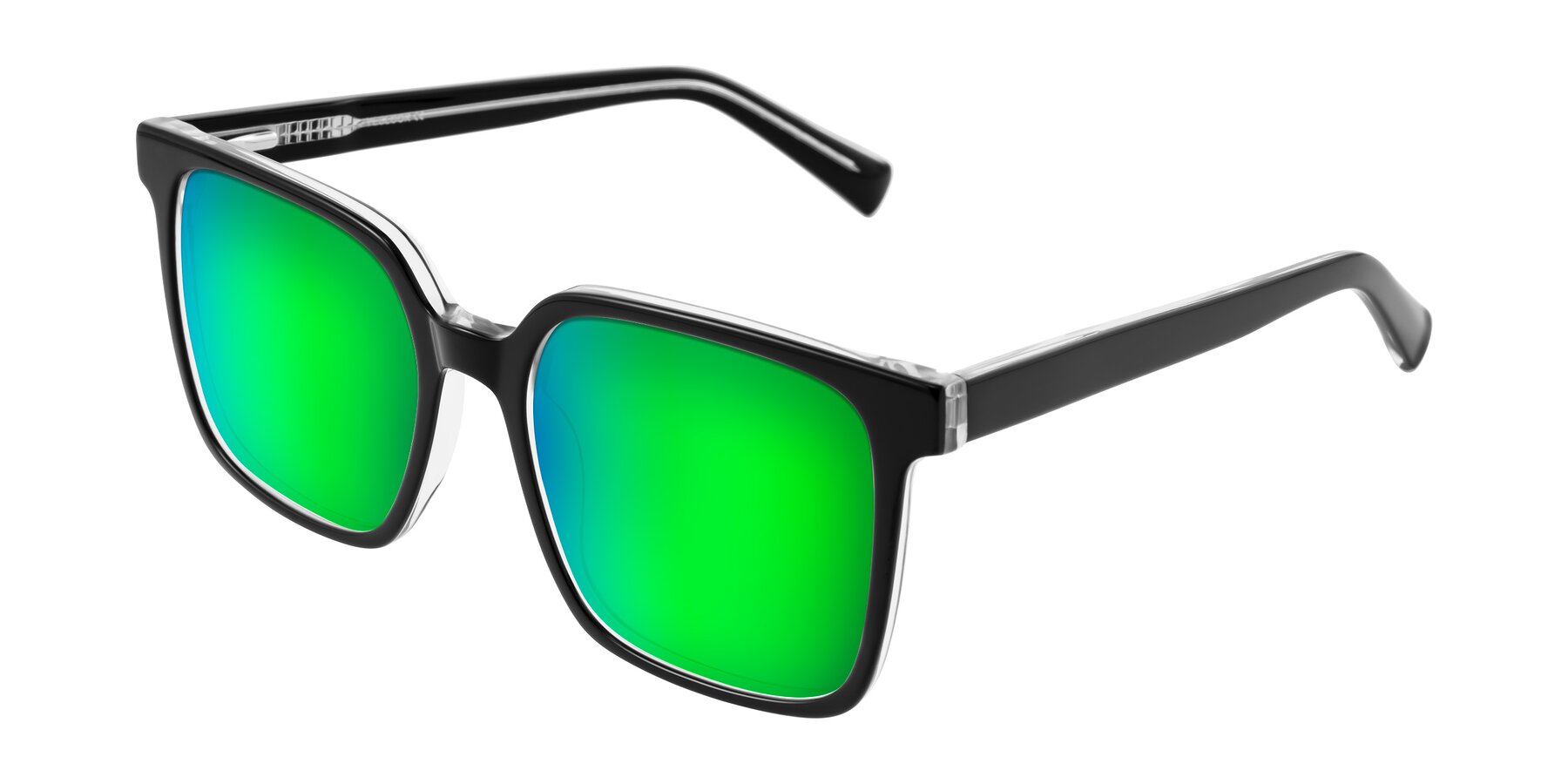 Angle of Donegal in Black/Clear with Green Mirrored Lenses